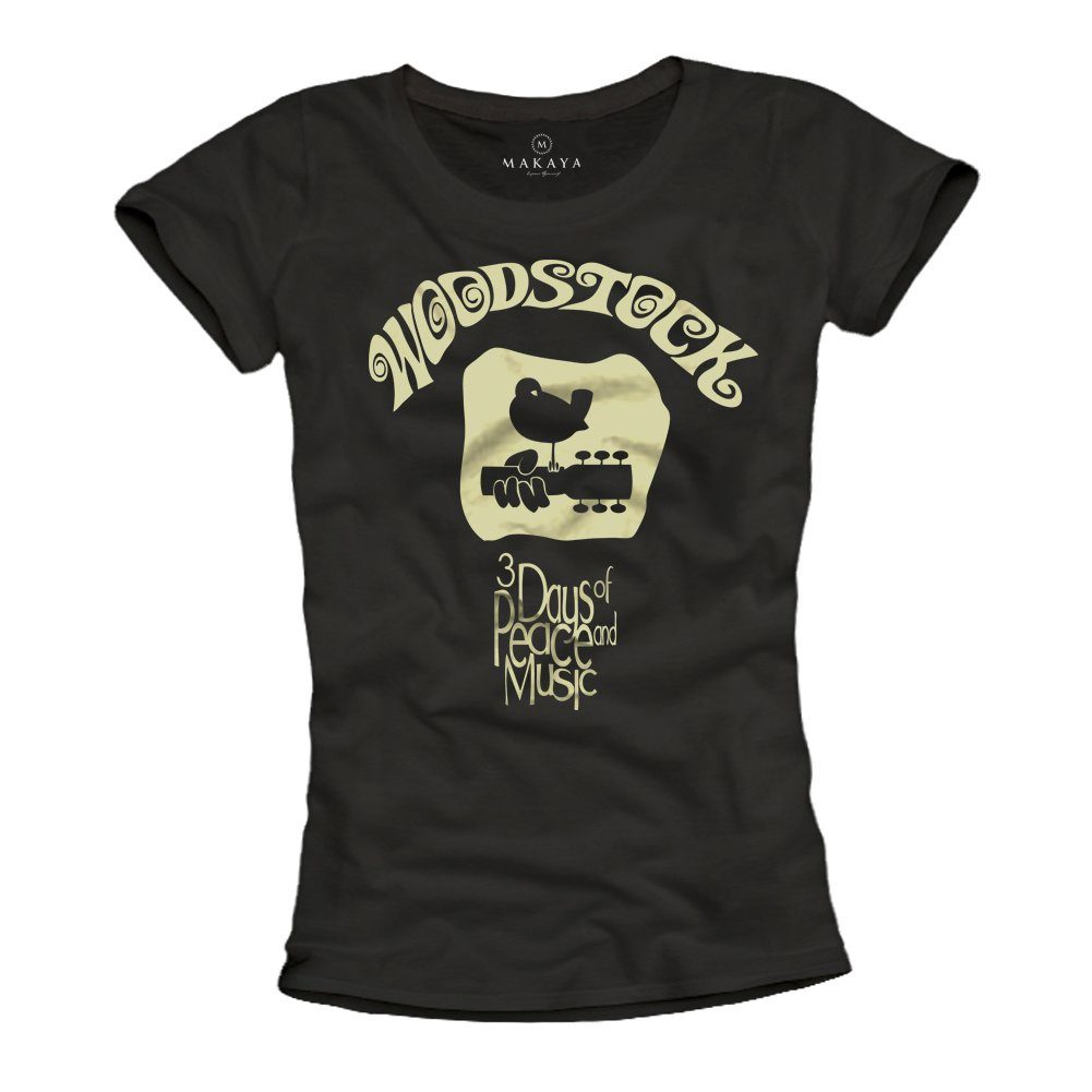 T-Shirt Damen Hippie Woodstock Musik Band Top 60er 70er Jahre Frauen Oberteile
