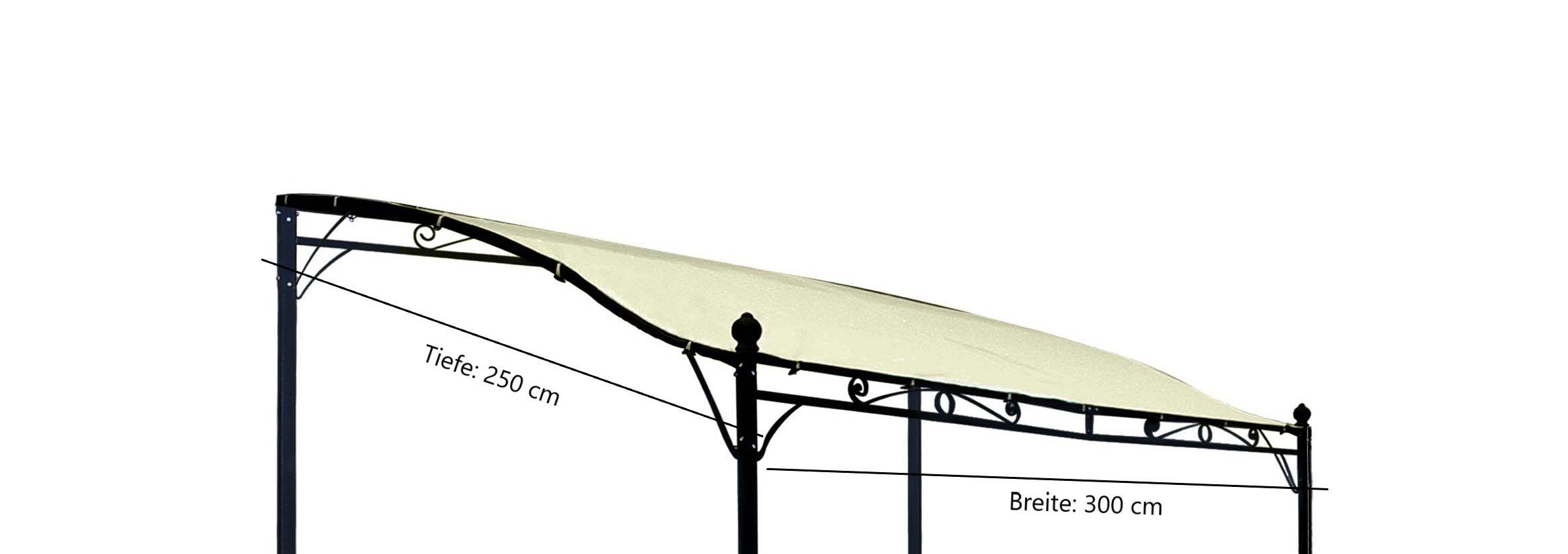 DEGAMO Pavillon-Ersatzdach MANTOVA, 300x250cm, für Anbaupavillon, Polyester PVC-beschichtet ecru