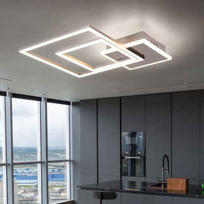 etc-shop LED Deckenleuchte, LED-Leuchtmittel fest verbaut, LED Deckenlampe eckig Wohn Ess Zimmer Beleuchtung Design