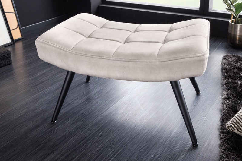 riess-ambiente Sitzhocker SCANDINAVIA 64cm creme / schwarz (Einzelartikel, 1 St), Wohnzimmer · Samt · Metall · Schemel