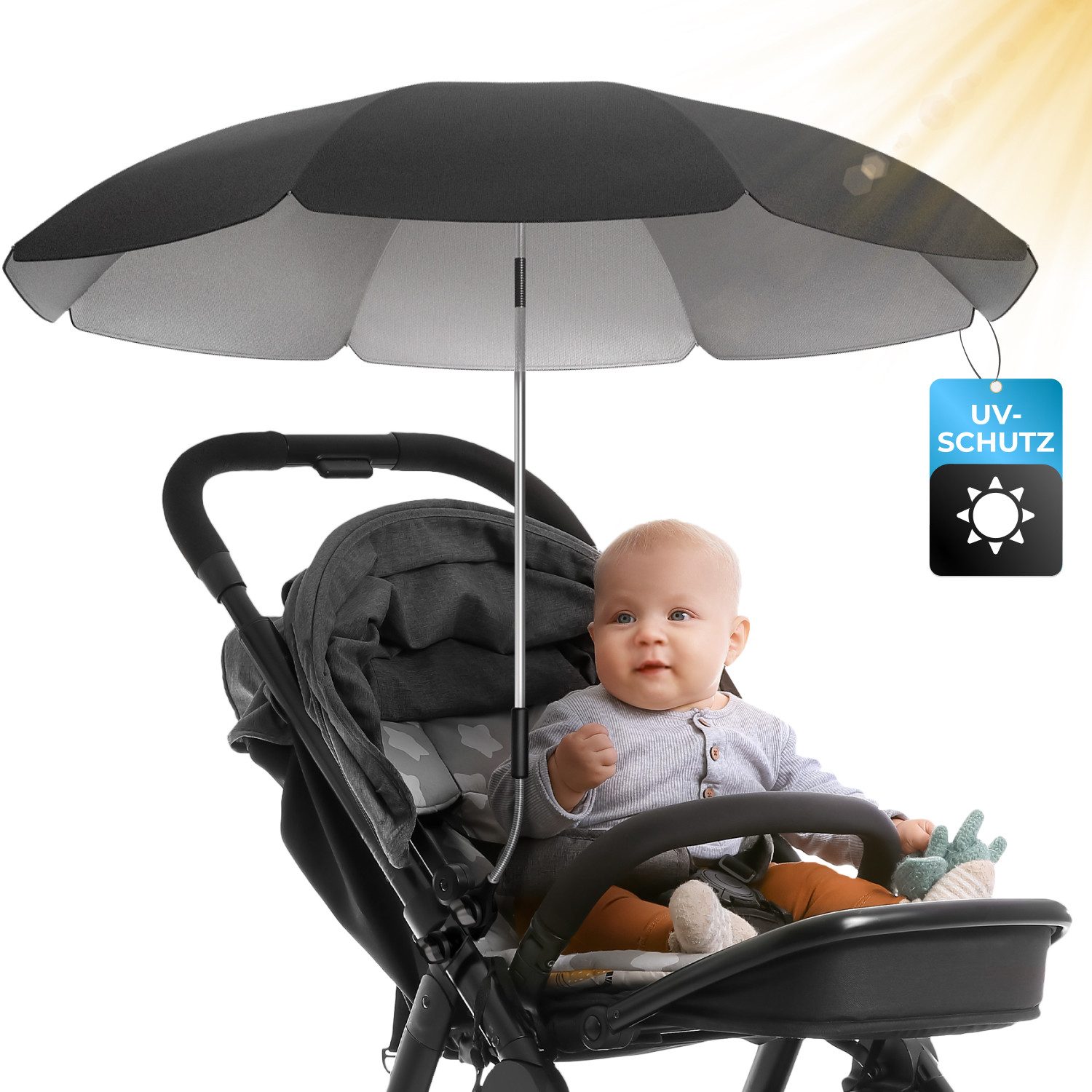 Styngard Kinderwagenschirm Sonnenschirm Kinderwagen UV Schutz 50+ / 70 cm Durchmesser