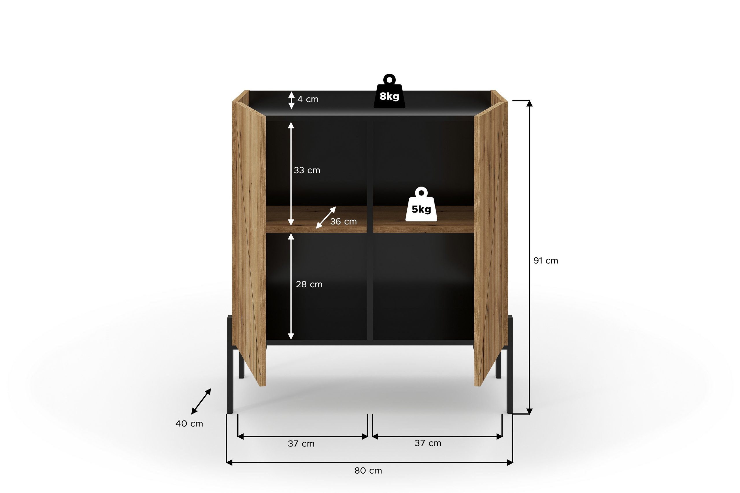 Newroom Kommode Evoke Oak 80 cm, Kommode Evoke Oak Modern Sideboard Highboard Wohnzimmer Anrichte Sc...