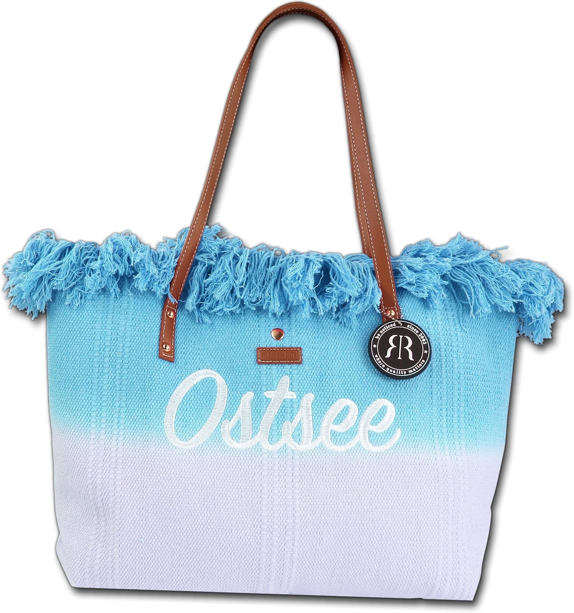 Robin Ruth Schultertasche hellblau natur Robin Ruth Tasche OSTSEE (Schultertasche, Schultertasche), Damen Tasche Naturbaumwolle hellblau, natur, OSTSEE