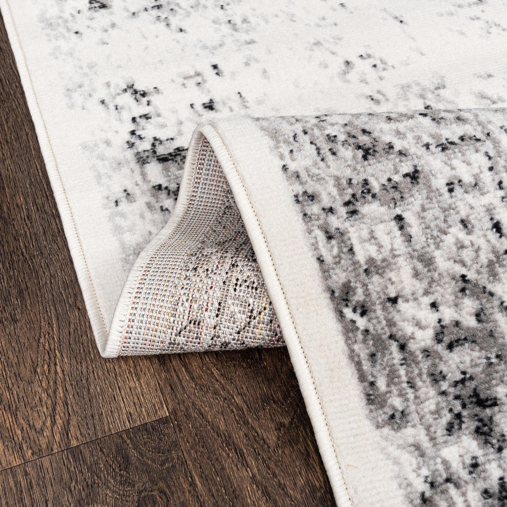 Designteppich Modern Teppich Pflegeleich, Höhe Vintage Geeignet x Weich, 150 - für Kurzflor mm, Fußbodenheizung, Grau 80 7 Mazovia, cm