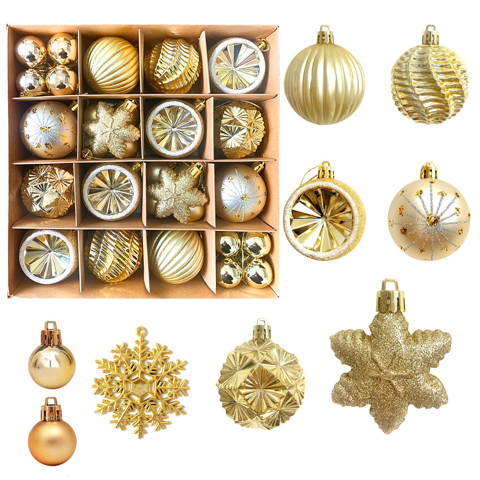 Coonoor Weihnachtsbaumkugel 40-46 Stück Weihnachtsbaumkugeln, Weihnachtsbaumhängeschmuck, (40 St), für Weihnachtsbaumdekoration