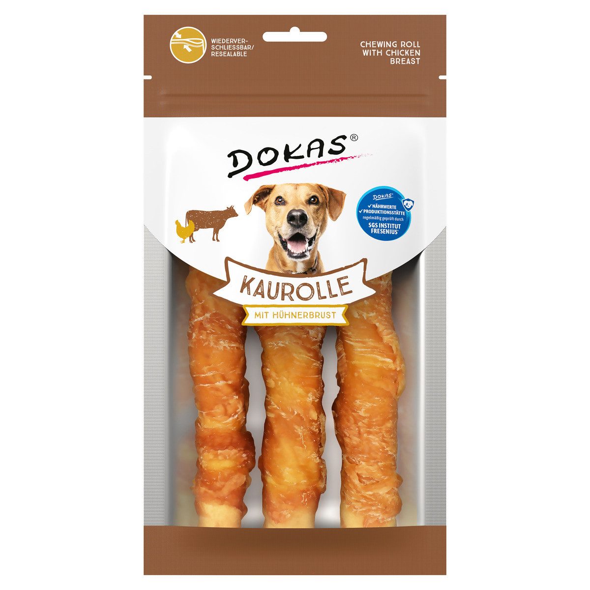 Dokas Kaurolle mit Hühnerbrust Medium 150 g, Snack für: Hund