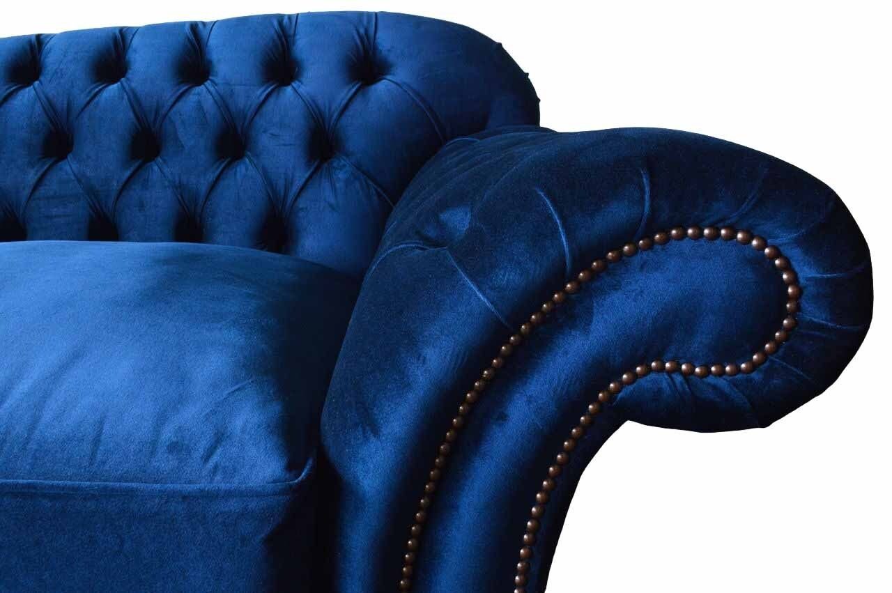 JVmoebel Sofa in Luxus 3 Chesterfield Wohnzimmer Europe Sofa Dreisitzer Made Sitzer Blauer Couch