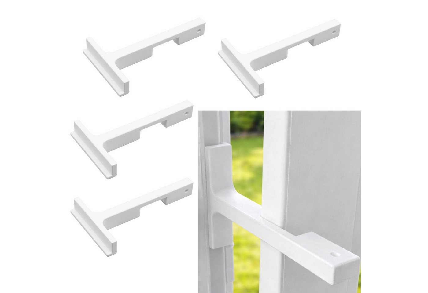 TSB Werk Fensterbeschlag Fensterstopper Fensterfeststeller Fensterhalter (4 St), Kippfensterhalter, Sicherung, Weiß, Zuknallschutz