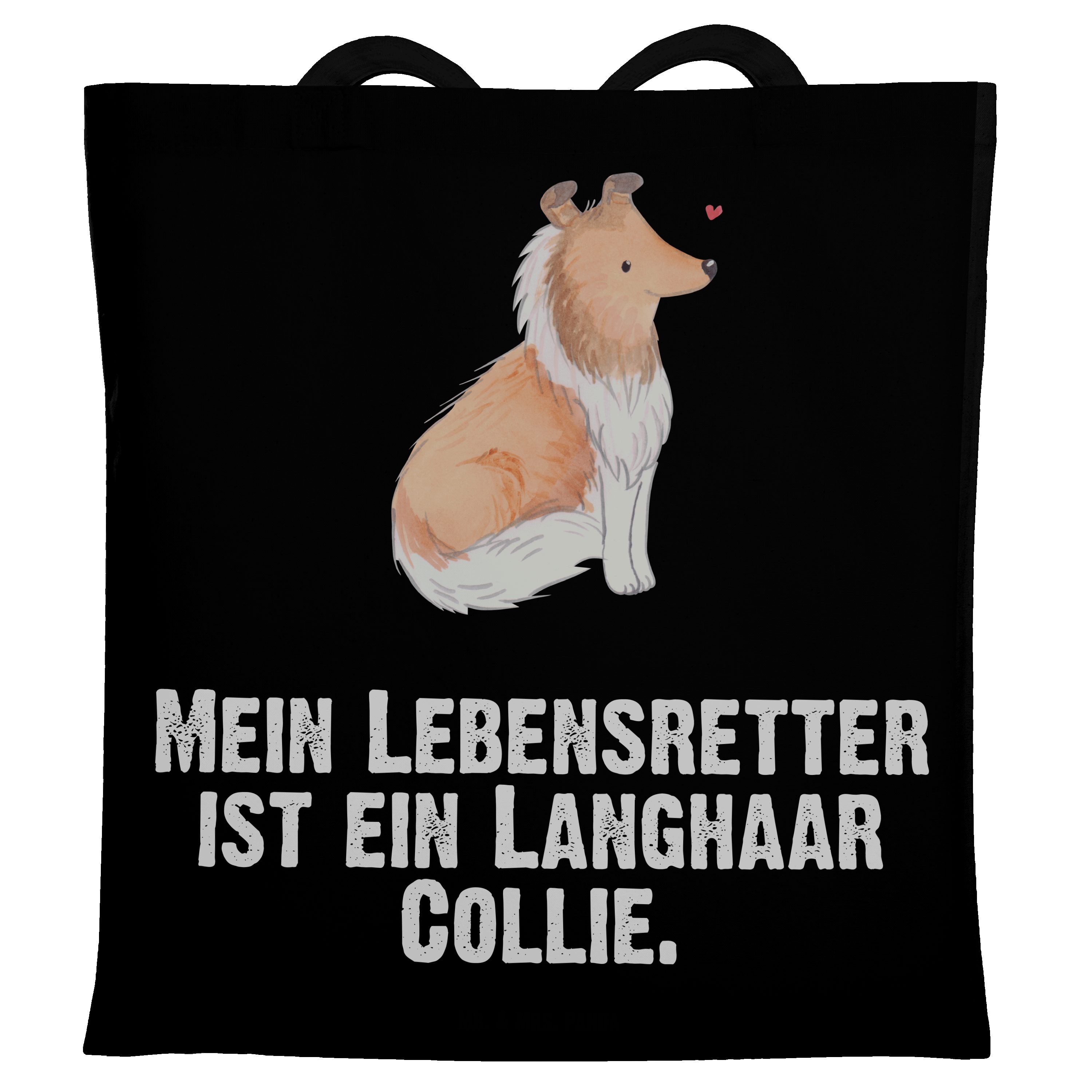 Mr. & Mrs. Panda Tragetasche Langhaar Collie Lebensretter - Schwarz - Geschenk, Einkaufstasche, br (1-tlg)