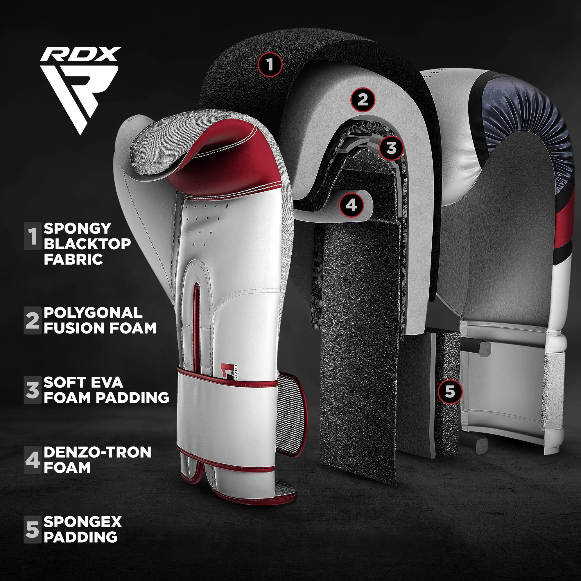 RDX Sports Boxhandschuhe RDX Boxhandschuhe Muay Thai Boxsack Training Sparring Kickboxing – Bild 4 von 5