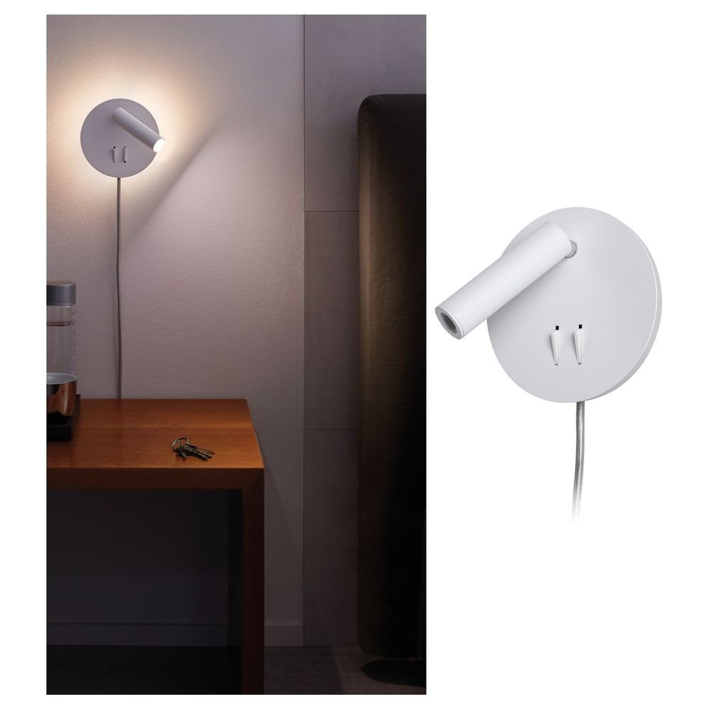 enthalten: Chrom Wandleuchte in Weiß Paulmann Wandlampe, Ja, Wandleuchte, warmweiss, Leuchtmittel keine und Wandleuchte LED, LED Angabe, fest LED 240lm, 4W verbaut, Wandlicht