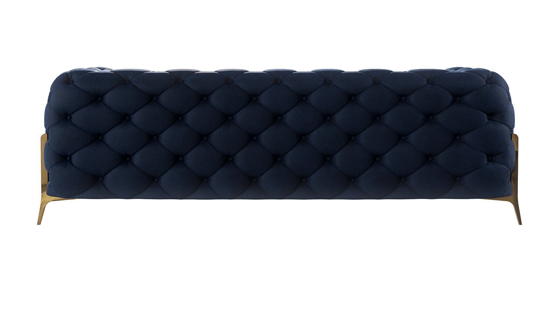 S-Style Ashley Sofa 3-Sitzer mit Goldene mit Marineblau Füßen, Chesterfield Möbel Wellenfederung Metall