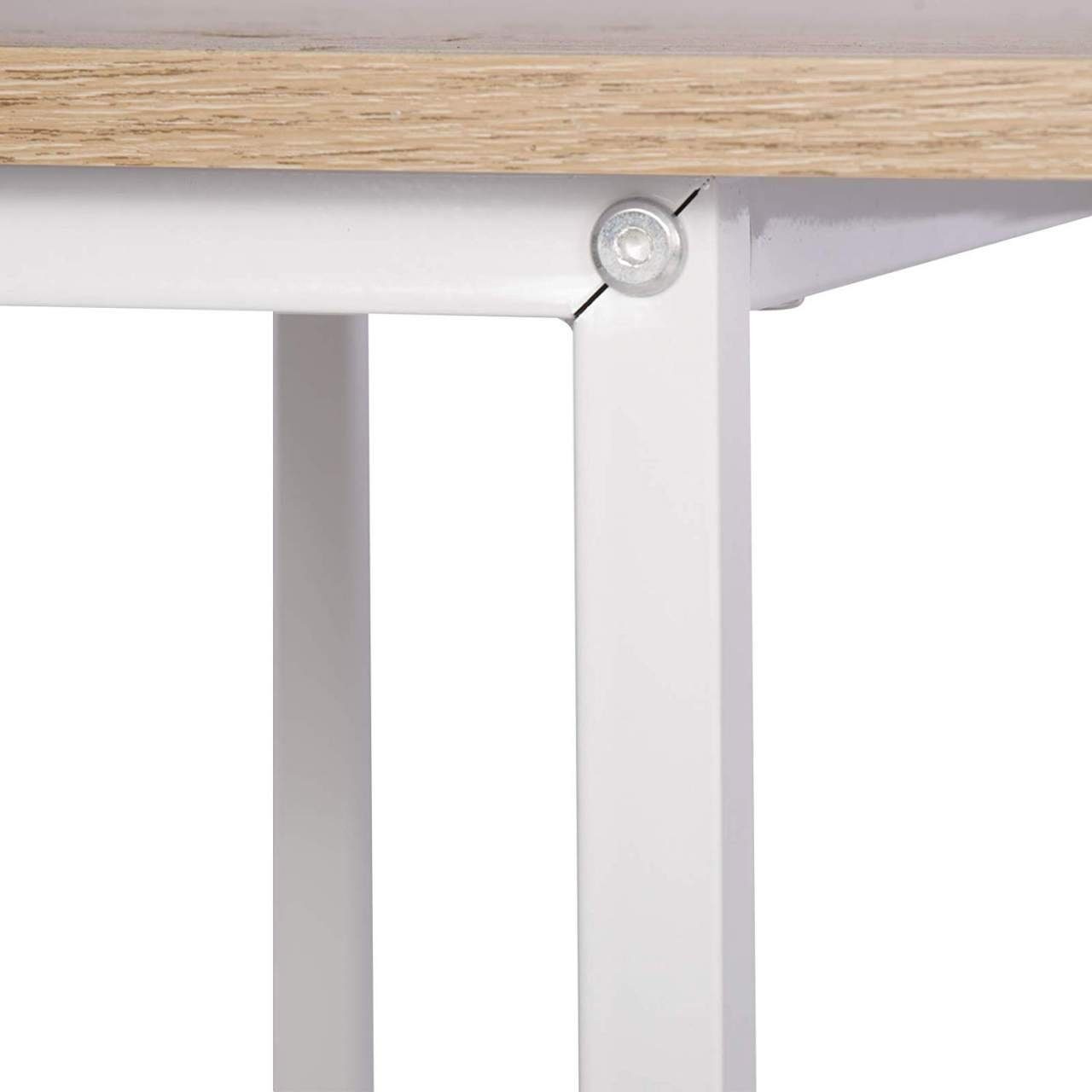 Ablage, mit Stahl, Woltu Schreibtisch hell 120x60x75 Holz ca. weiß-eiche und cm (1-St), aus