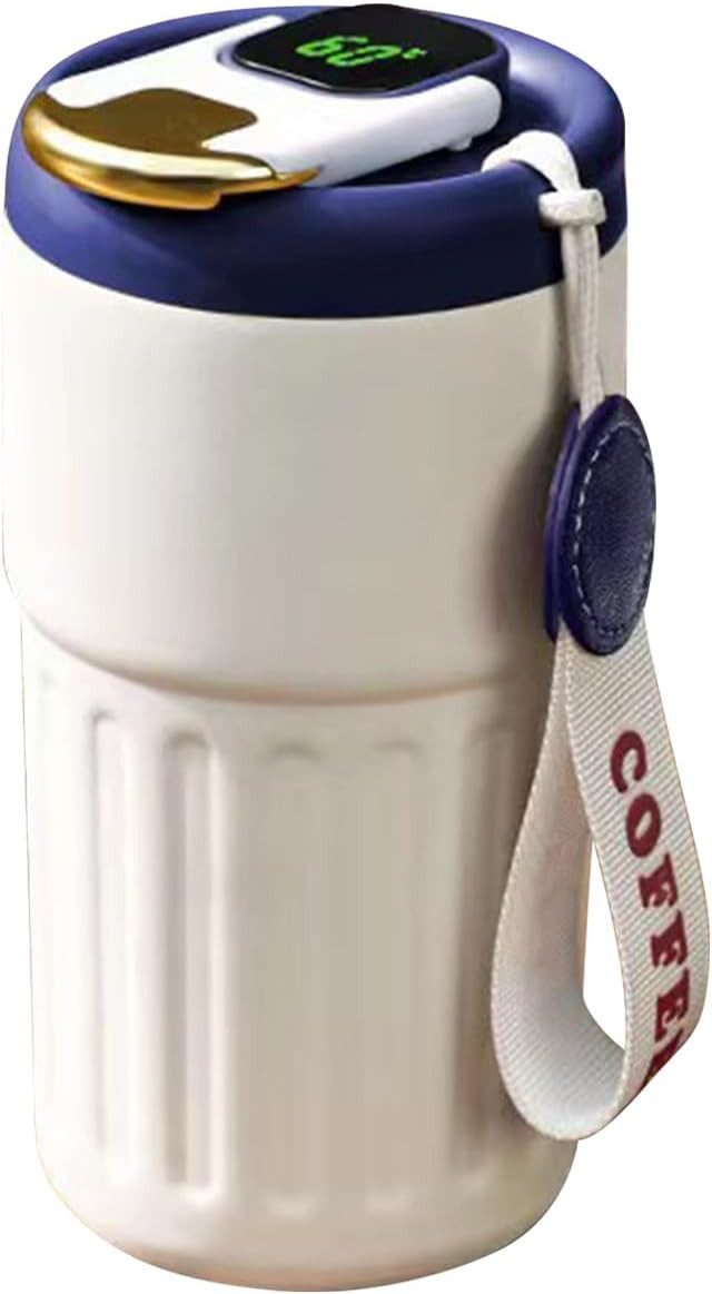 Coonoor Термокружка Kaffeebecher to Go Digitalanzeige Thermosflaschen 450ml, 316 Edelstahl Travel, Термокружка auslaufsicher mit Deckel für Kaffee-to-go Кружки