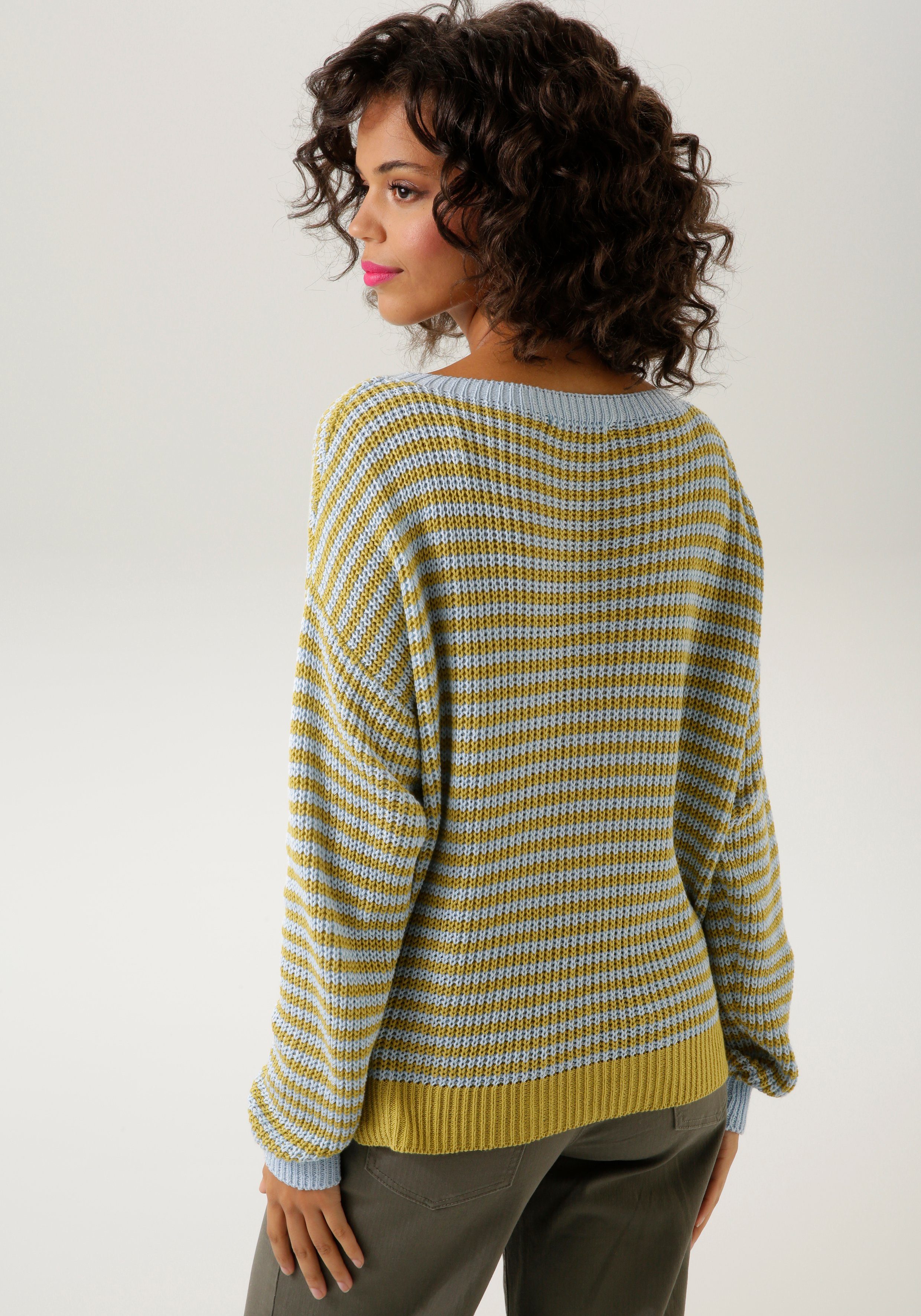 Aniston CASUAL Strickpullover im pastellfarbenem Streifen-Dessin - NEUE KOLLEKTION