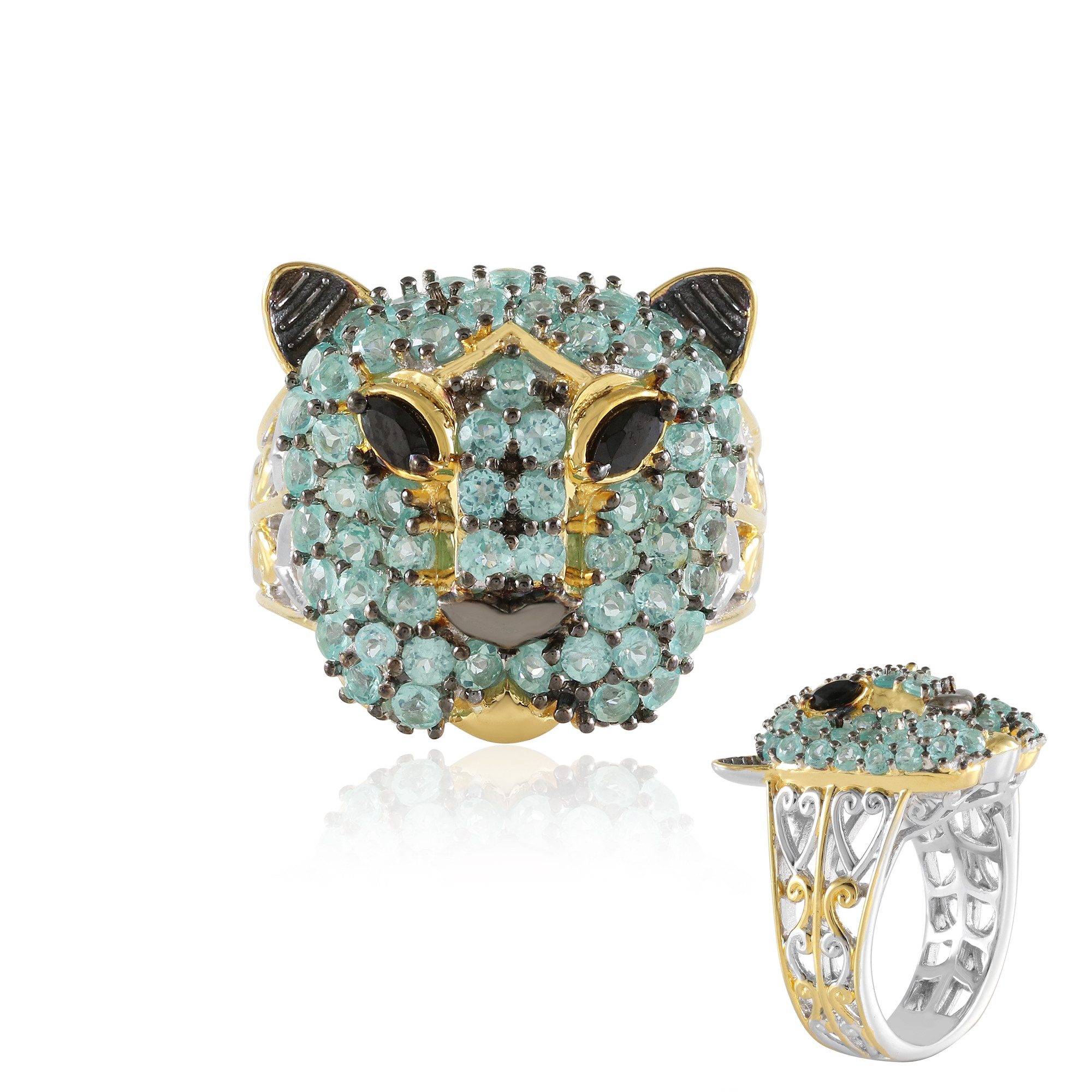 Cavill Silberring Grüner Fluorapatit Silber Tiger Ring (1-tlg)