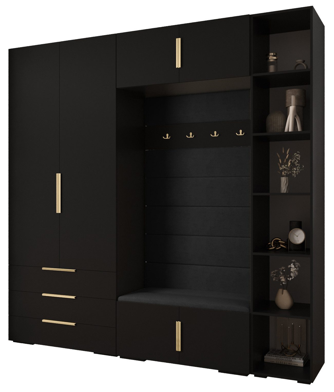 ABIKS MÖBEL Kompaktgarderobe INOVA 1 SATZ 10 Möbelset, Garderobe mit Kleiderstange und Regalen