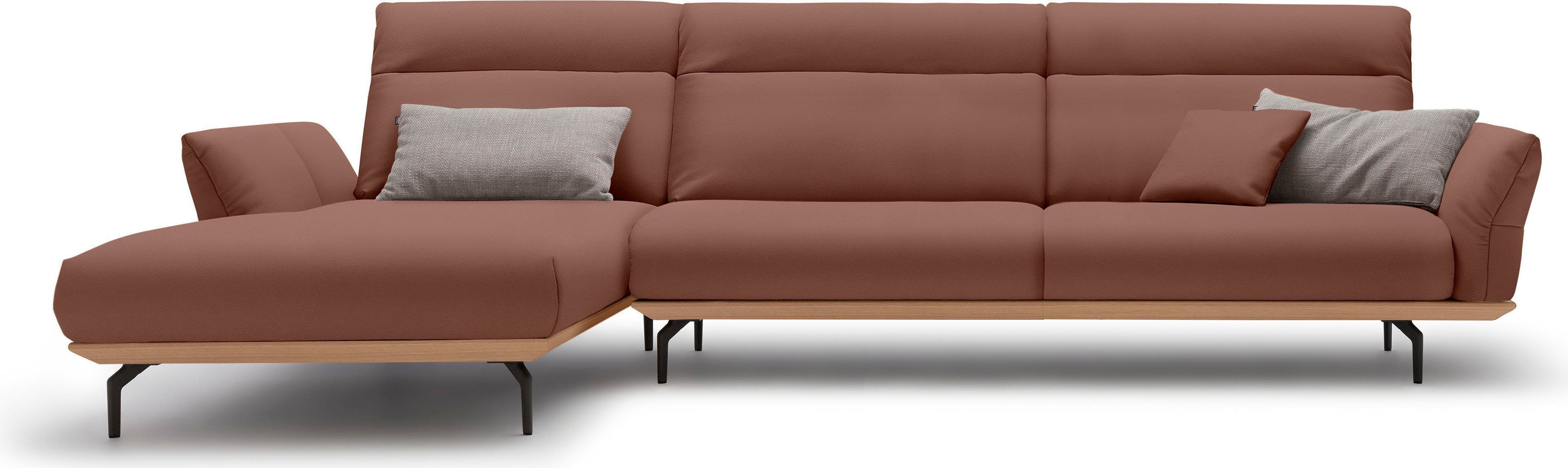 hülsta sofa Ecksofa hs.460, Sockel in Eiche, Winkelfüße in Umbragrau, Breite 338 cm