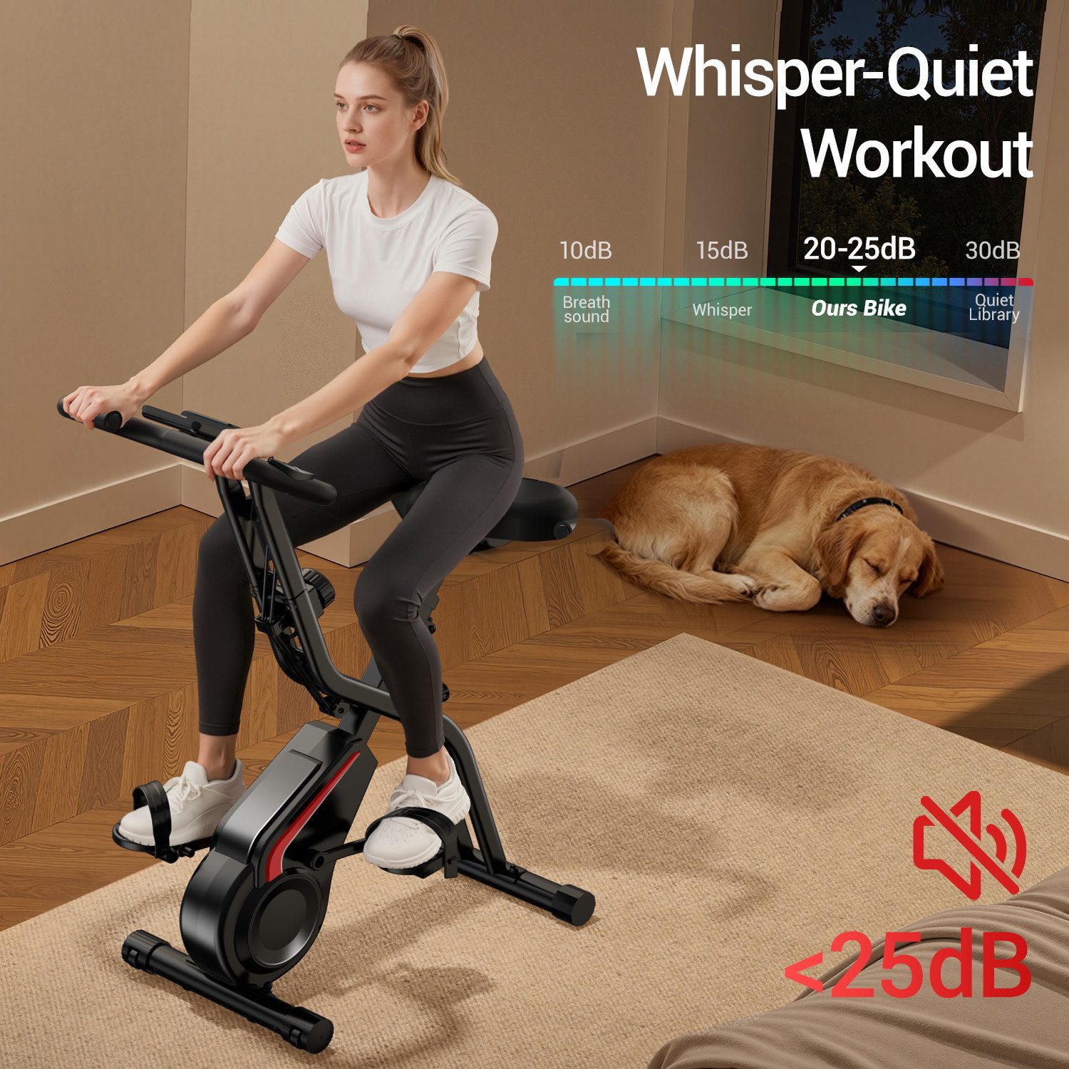 UMAY Heimtrainer leises Fitnessfahrrad mit einstellbarem Widerstand (atmungsaktivem Sattel für Cardiotraining, LCD-Display), verstellbarem Lenker und Sattel
