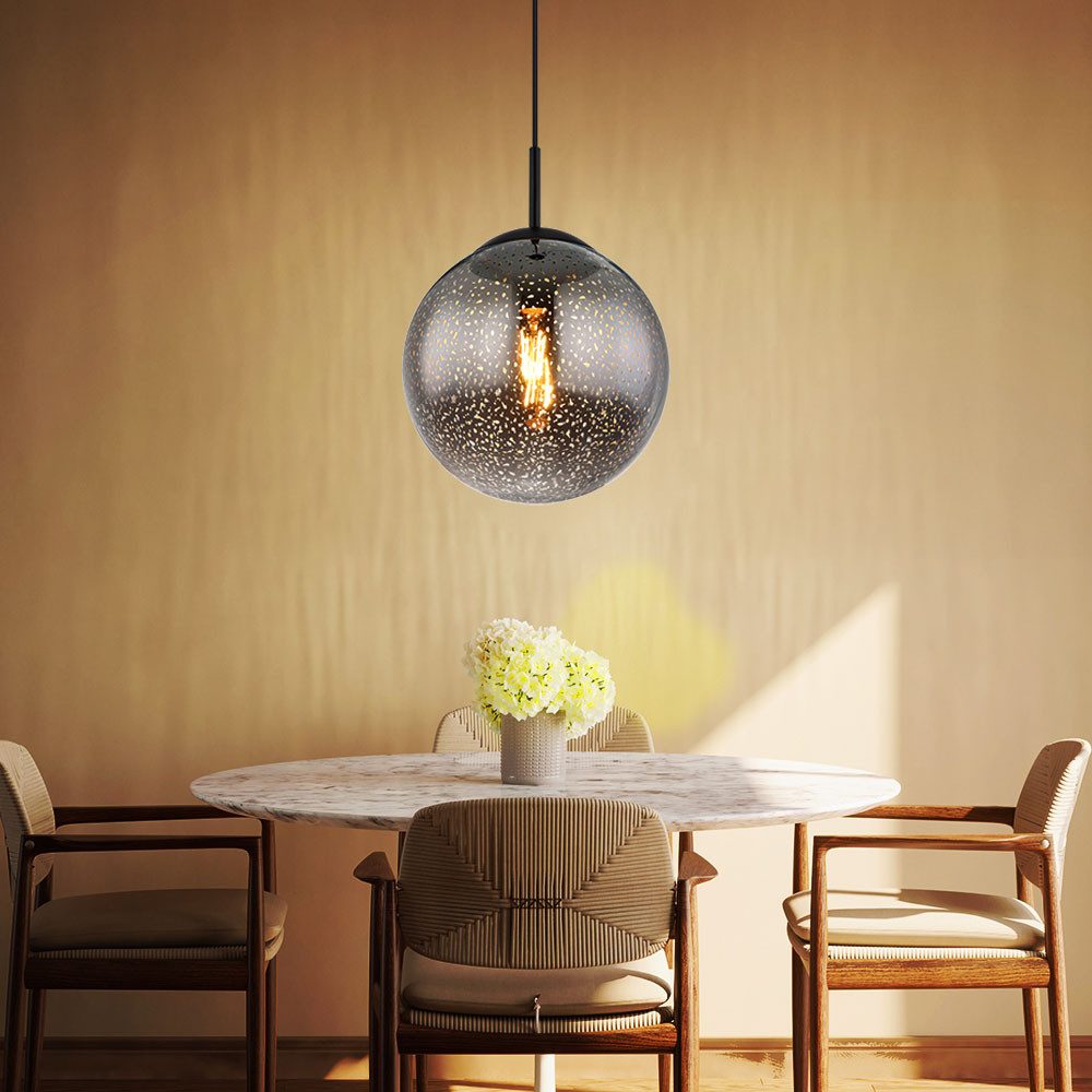 GLOBO LIGHTING LED-Hängeleuchte, Leuchtmittel inklusive, Warmweiß, Farbwechsel, Hängelampe Esstischleuchte LED Dimmer Fernbedienung Rauchglas H 120cm