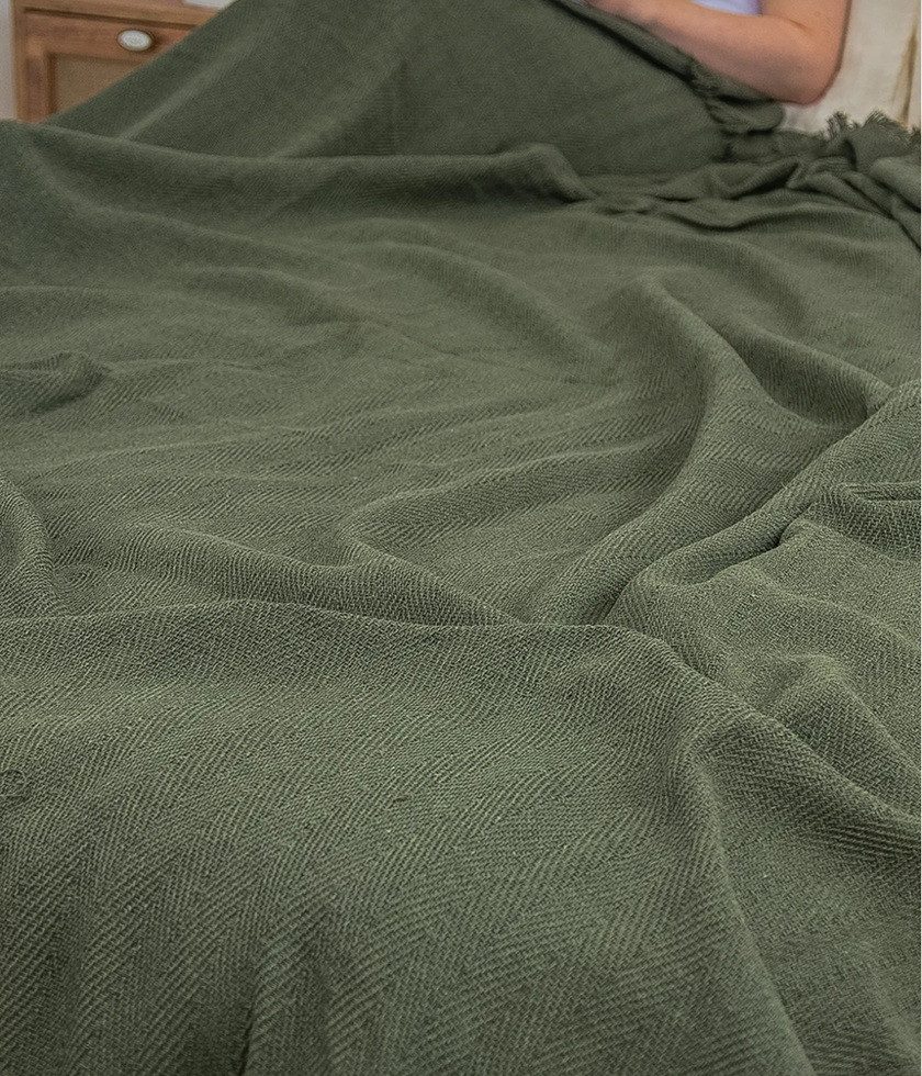 Wohndecke Mea Classic 220x240cm Olivgrün, Sandiik günstig online kaufen