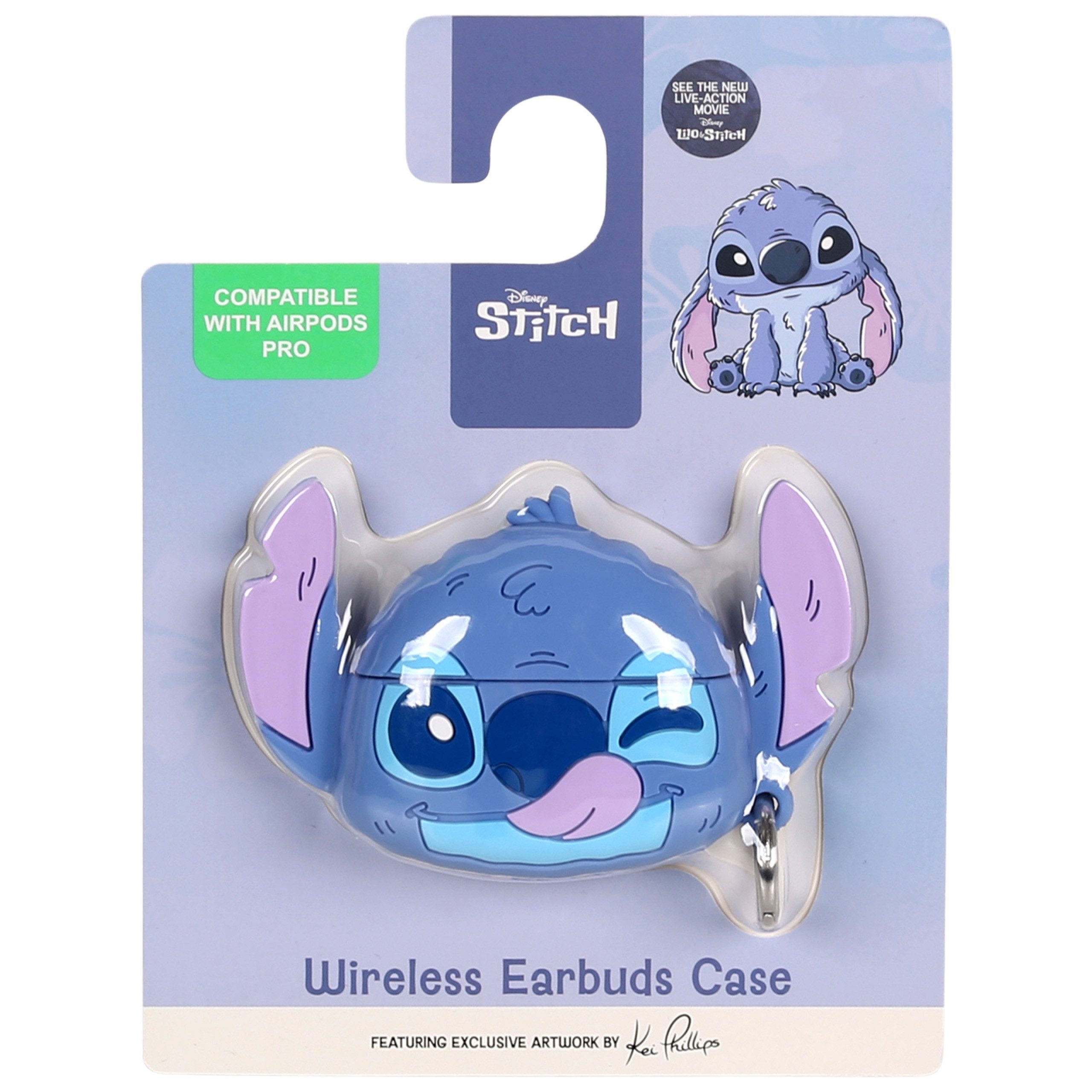 Disney Kopfhörer-Schutzhülle Disney Stitch Hülle für AirPods Pro – Silikontasche mit Karabiner