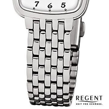 Regent Quarzuhr Regent Damen-Armbanduhr silber Analog F-520, Damen Armbanduhr eckig, klein (ca. 25x25mm), Edelstahlarmband