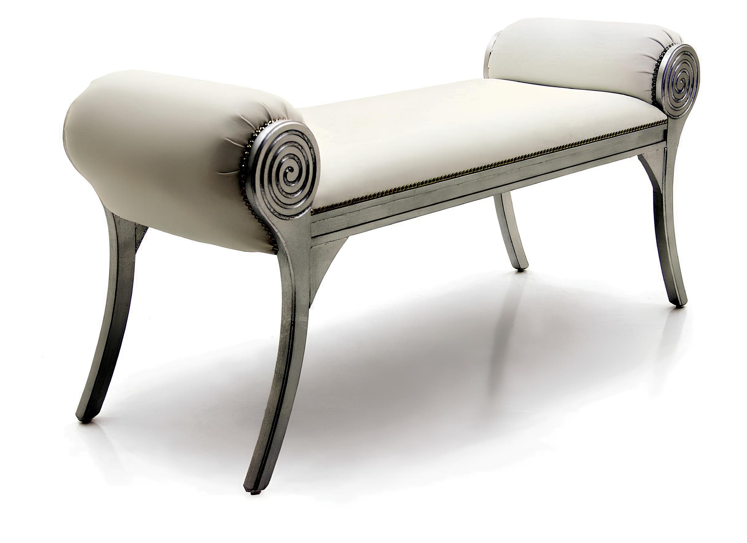 JVmoebel Bettbank Runder Hocker aus Textil - Weißer Sitz- und Fußhocker, Made in Europa