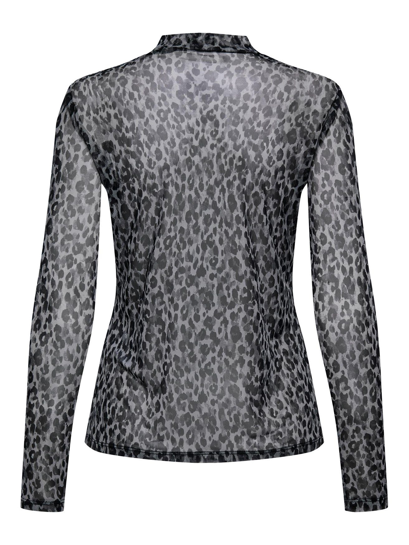 YONG Mesh Shirt Transparentes in Animal Beige-Schwarz Print JDYELSA Langarm de JACQUELINE T-Shirt Top 5636