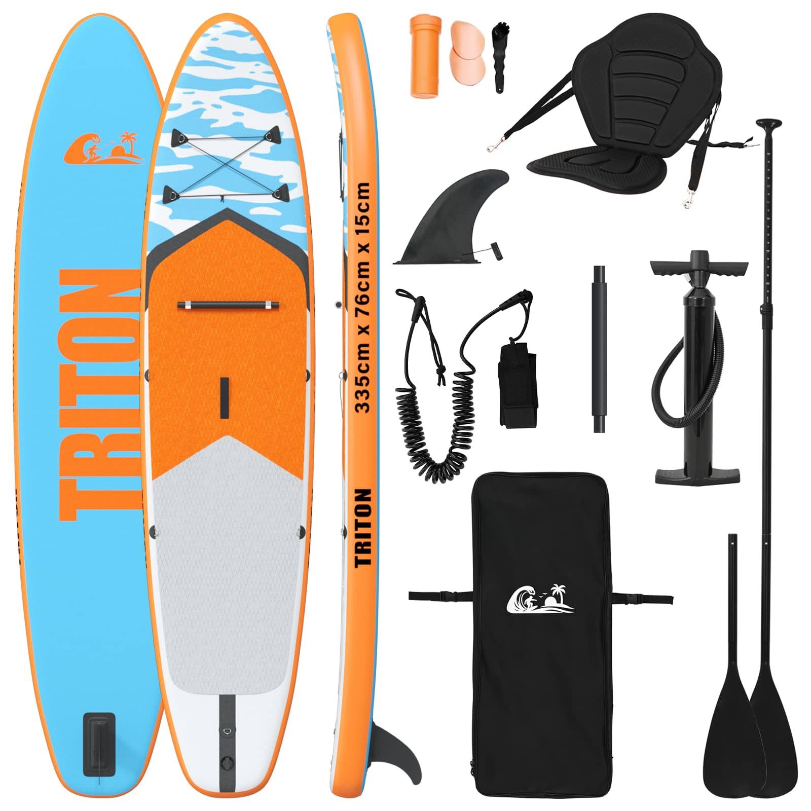 SUP-Board 335 x 76 x 15 cm Paddelboard SUP Board mit Sitz 2-in-1 TRITON 335x76x1