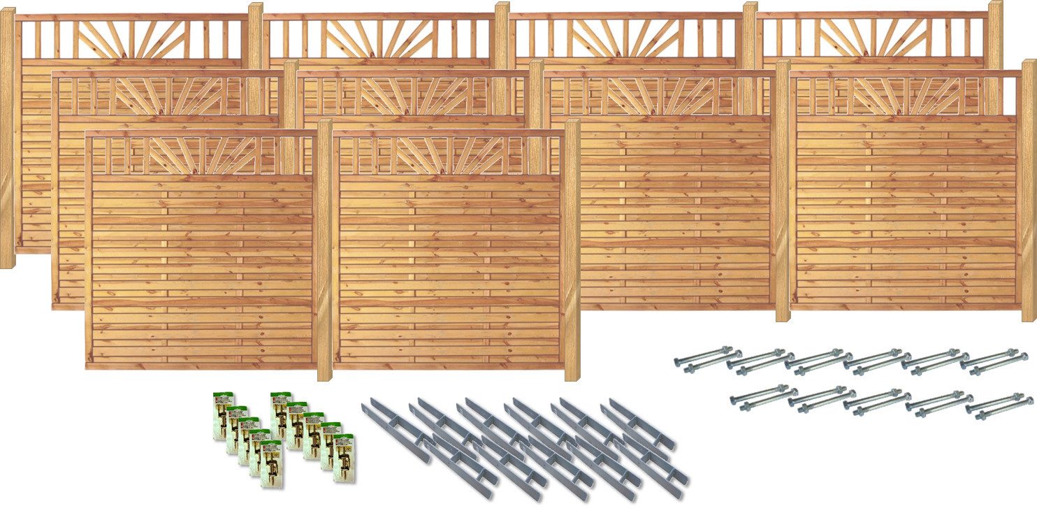 KONIFERA Sichtschutzelement FRISCO, (Komplettset inkl. Zubehör), sonniges Design, verschiedene Längen