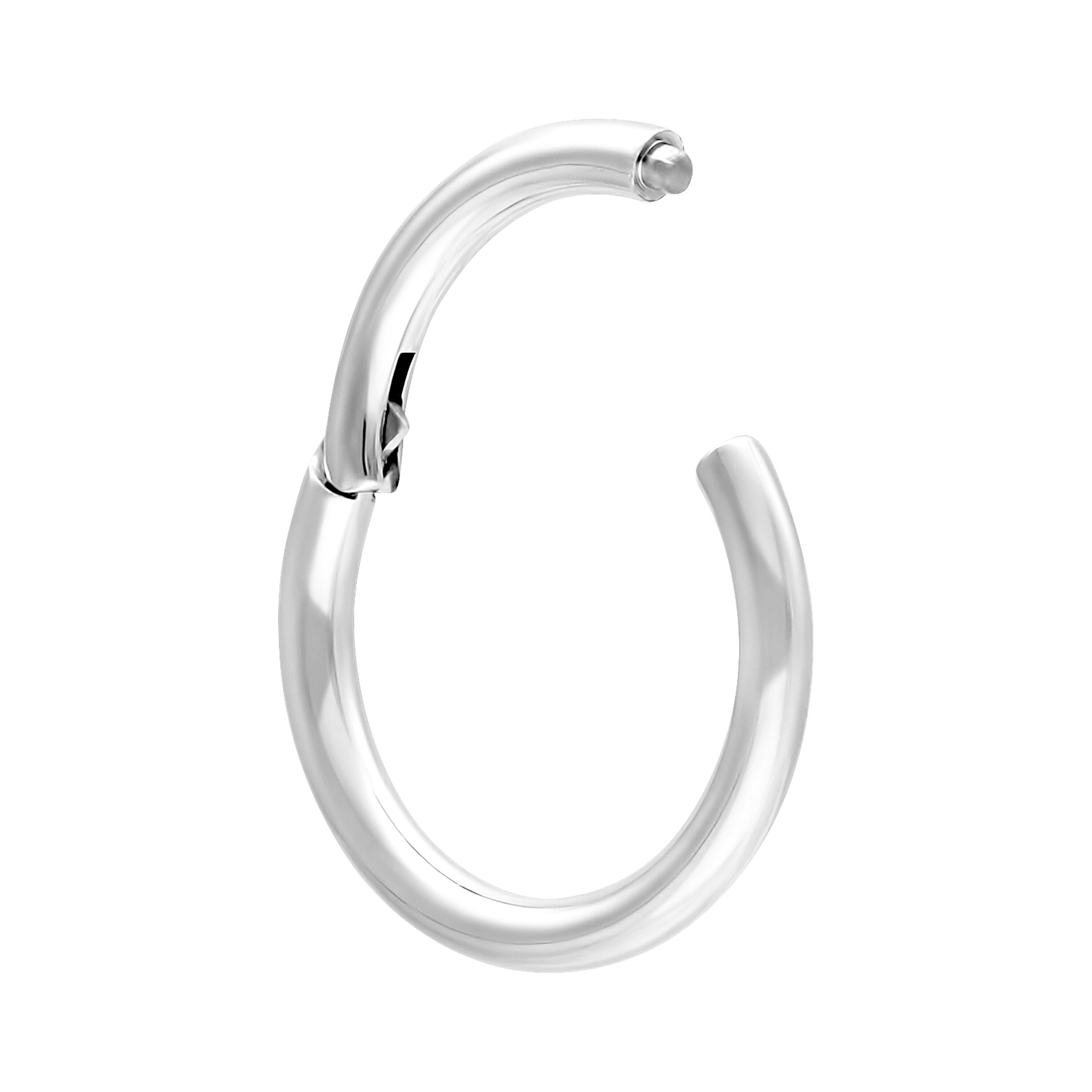 Wildcat Nasenpiercing Hinged Ring für Ohr, Lippe, Nase, Bauchnabel, 1 Stück, Titan Grad 23 - wasserfest, hautverträglich, Weißgold