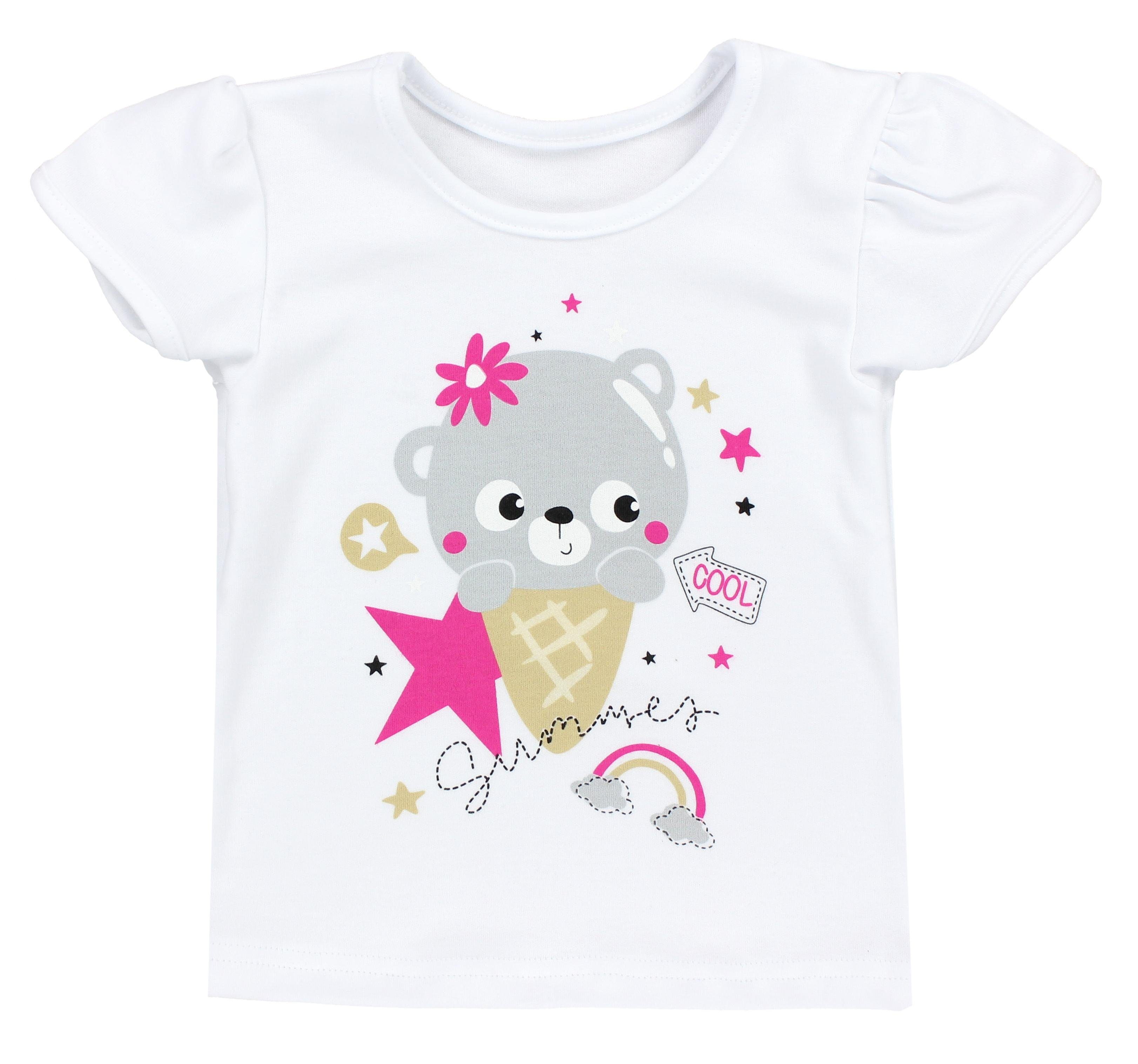 T-Shirt / & Sommer Set Baby Shirt Bärchen TupTam Eis Pink Weiß mit Mädchen / TupTam Shorts Bekleidung Hose