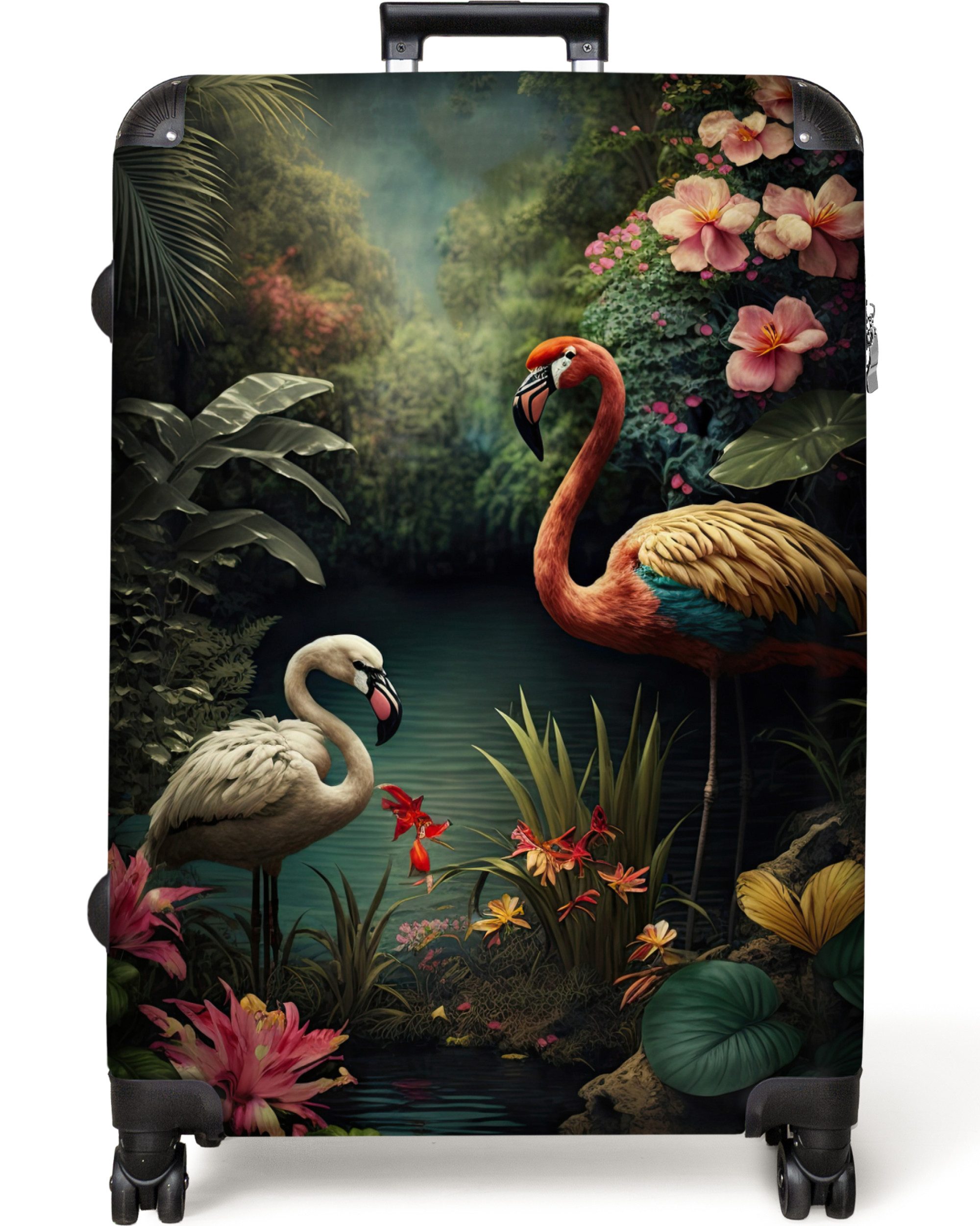 NoBoringSuitcases.com© Hartschalen-Trolley Flamingo - Blumen - günstig online kaufen