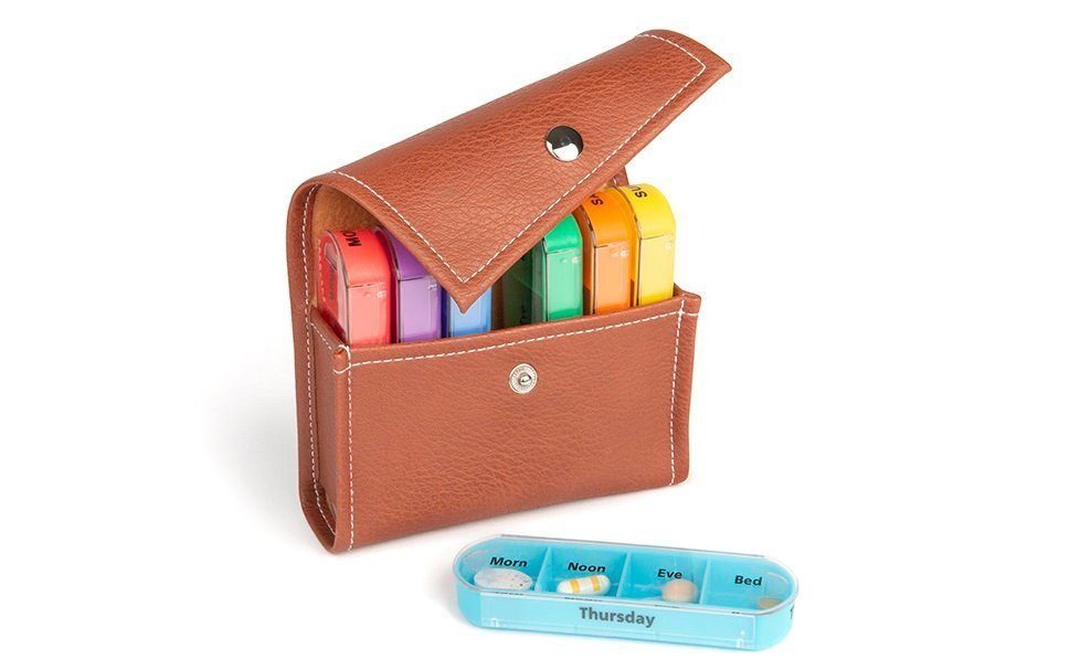 omeo Pillendose Pillendose Wochenspender im Etui 7 Tage Tablettenbox