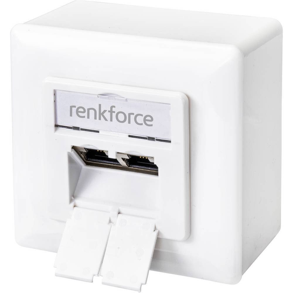Renkforce Netzwerkdose Aufputz CAT 6a 2 Por RF-4697900 Netzwerk-Adapter, Modulfähig