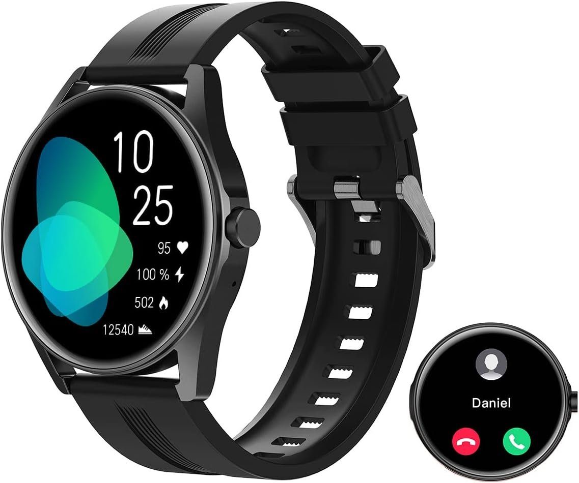 HUAKUA für Damen Herren mit Telefonfunktion Bluetooth Anrufe Smartwatch (1.38 Zoll, Android iOS), mit SpO2-Überwachung Pulsuhr Schlafmonitor Schrittzähler Anrufe