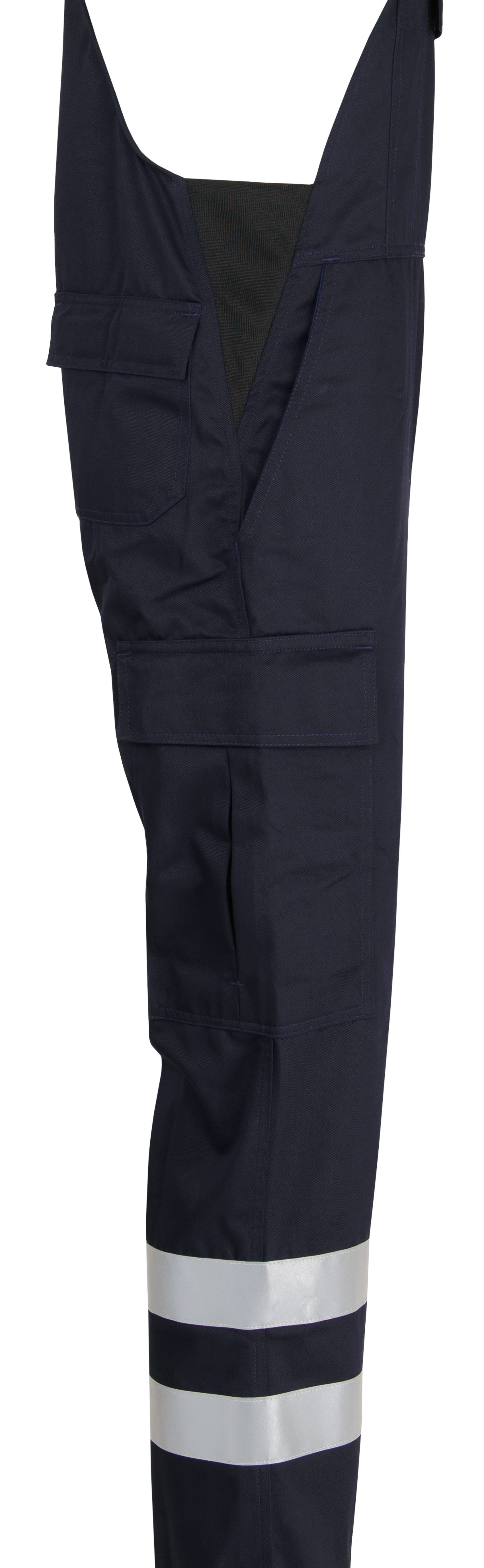 BEB Arbeitslatzhose beb HANDWERK Herren Latzhose REFLEXSTREIFEN Polyestermix Marine