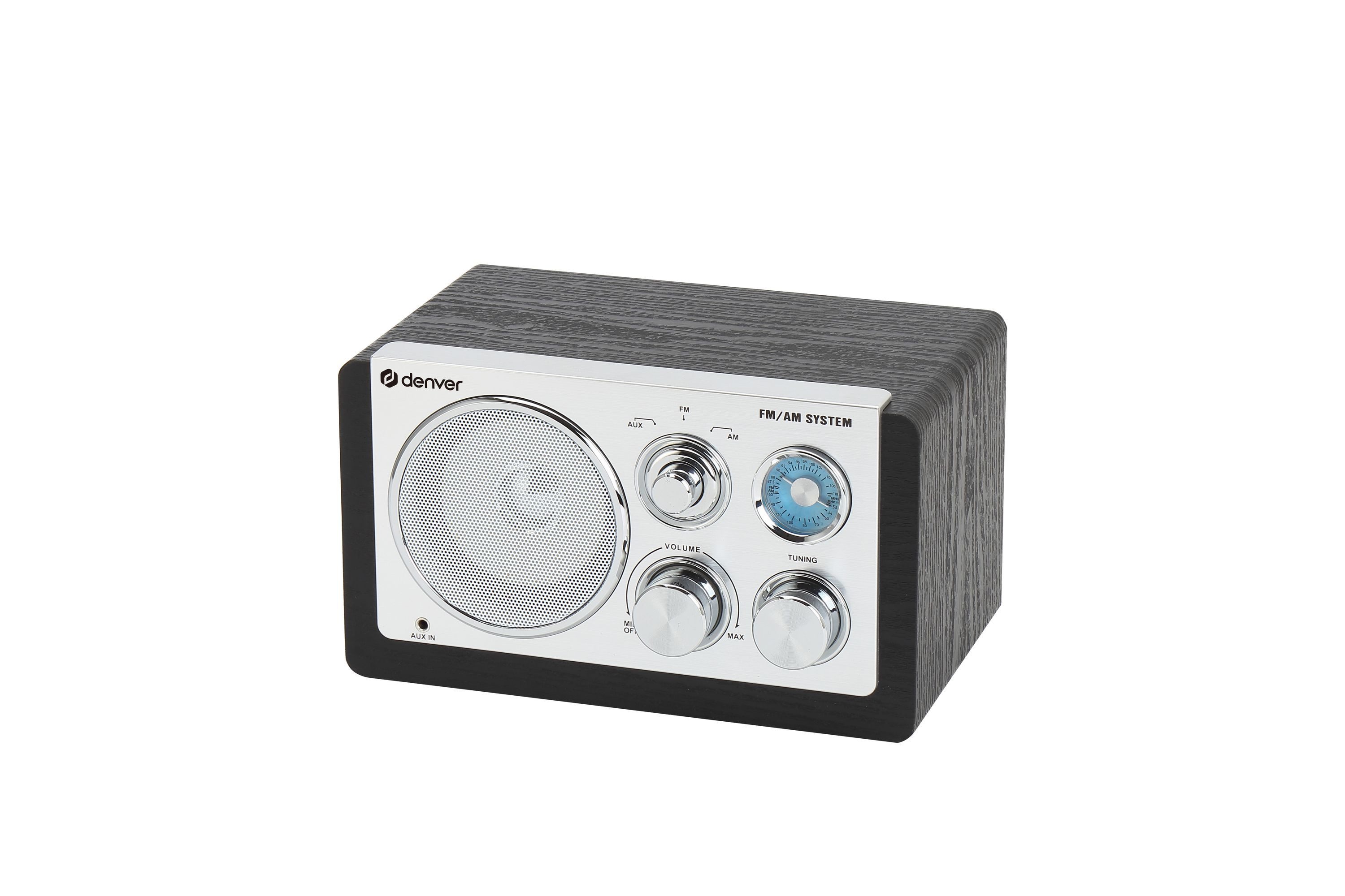Denver TR-63B Radio (AM & FM-Radio, 1.5 W, Schickes Holz-Design, Teleskopantenne und Batteriebetrieb möglich)
