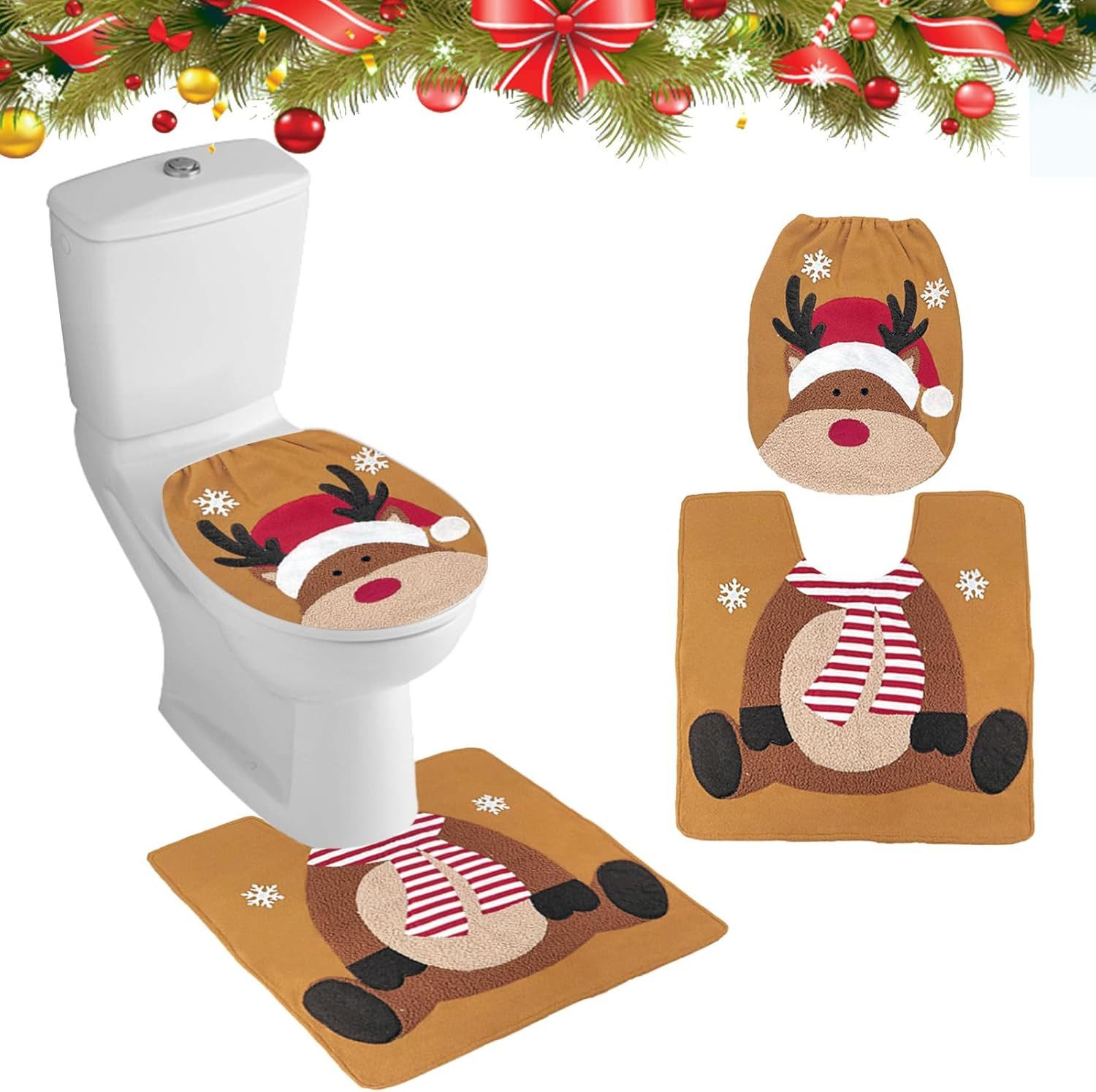 Coonoor WC-Deckelbezug 2 StückeToilettensitzbezug Weihnachten Teppich günstig online kaufen
