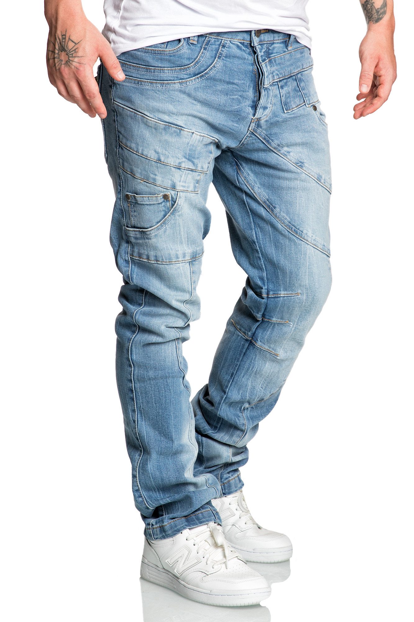 Amaci&Sons Stretch-Jeans KAUAI Regular Slim Jeans Herren Regular Slim Denim Design Hose – Bild 4 von 5