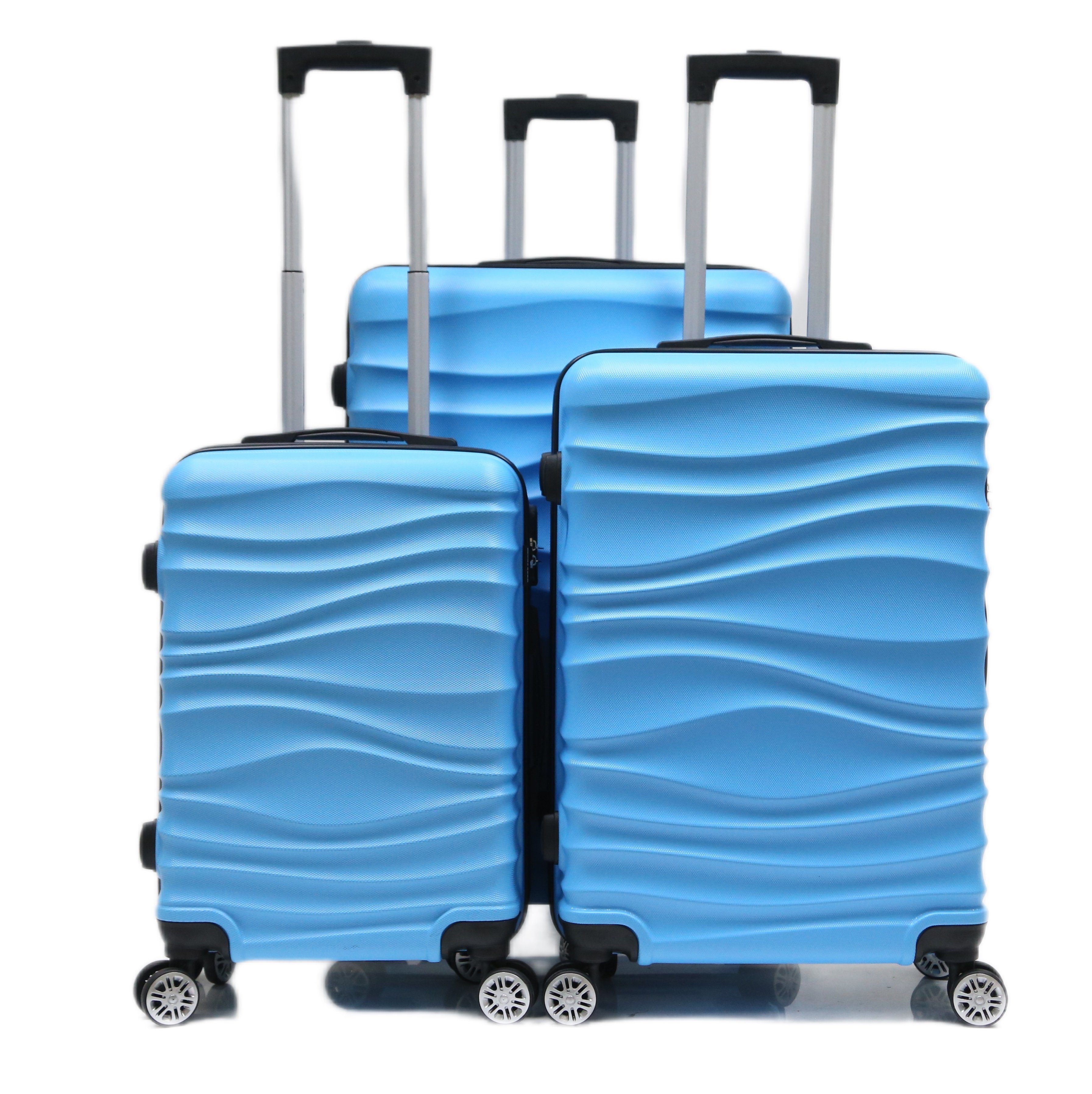 Koffer Trolley tlg) Cheffinger (3 Blau 3 Reisetasche, tlg Reisekoffer Kofferset Gepäck Hartschale