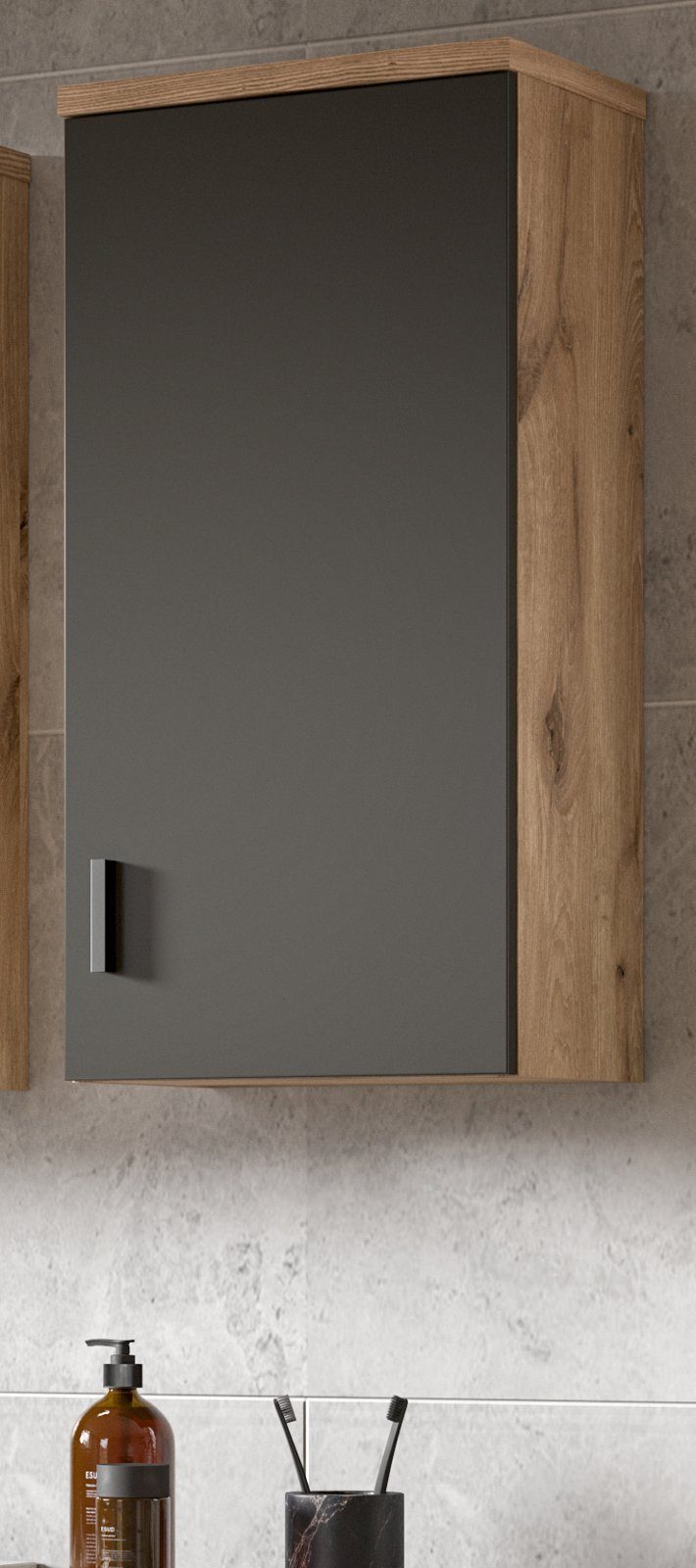 xonox.home Hängeschrank Grado (Badschrank in Eiche und grau, 37 x 75 cm) Soft-Close-Funktion | Spiegelschränke