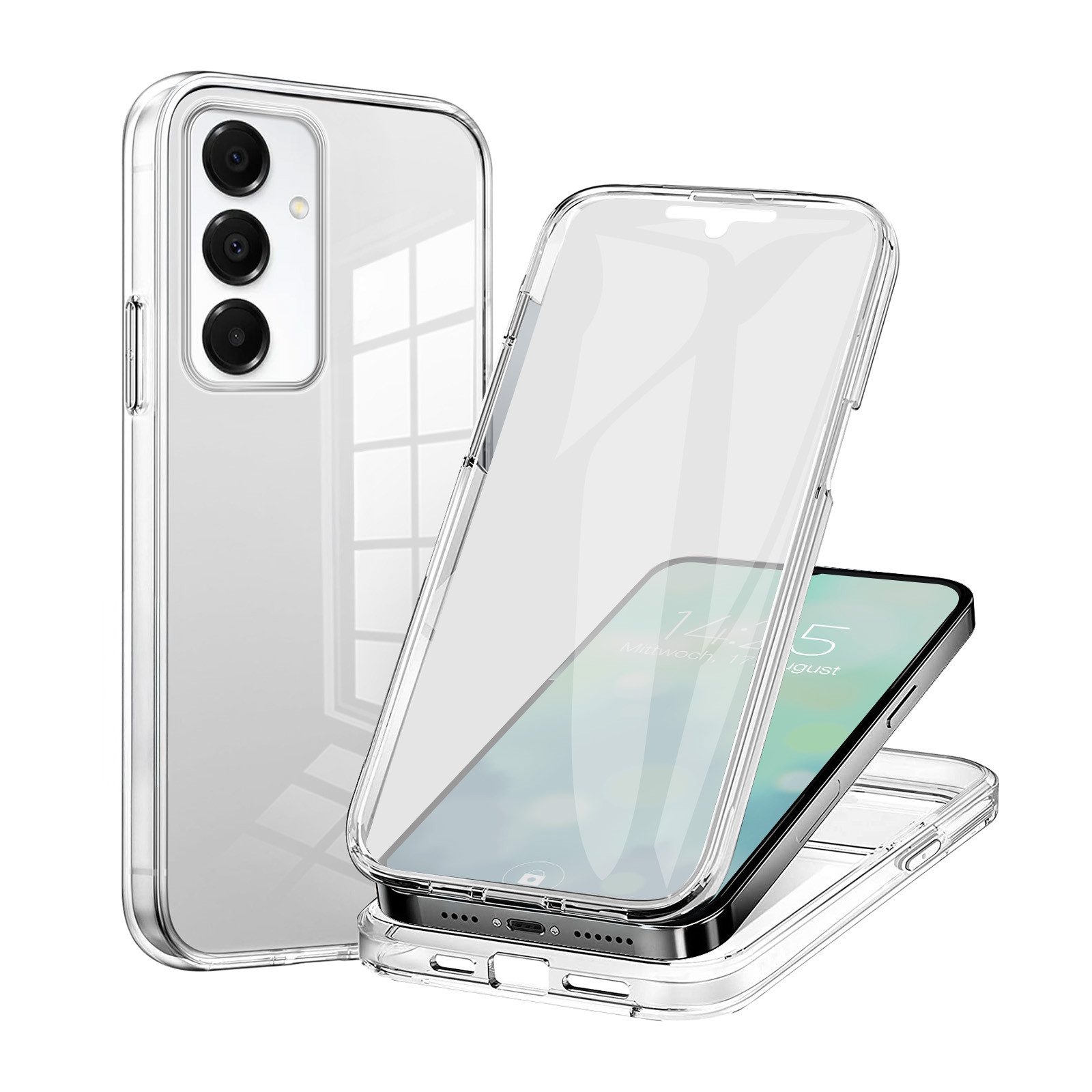 Tec-Expert Handyhülle 360 Grad Hülle für Samsung Galaxy A17 / A17 5G 6.7 Zoll, 6.7", Rundum Schutz Cover Case Hülle Transparent