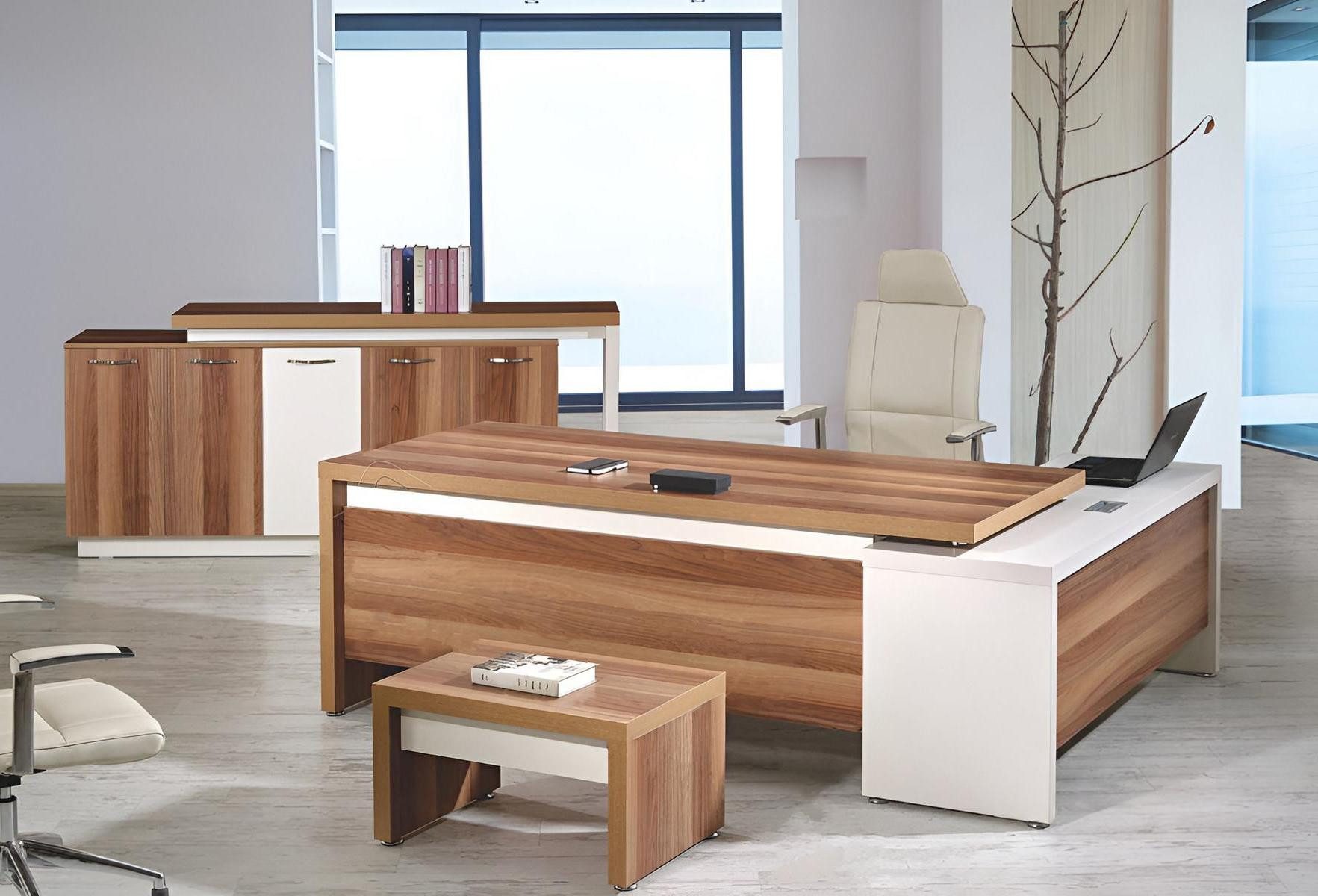 Büromöbel-Set Eckschreibtisch Büromöbel-Set 3-teilig aus Holz in Braun