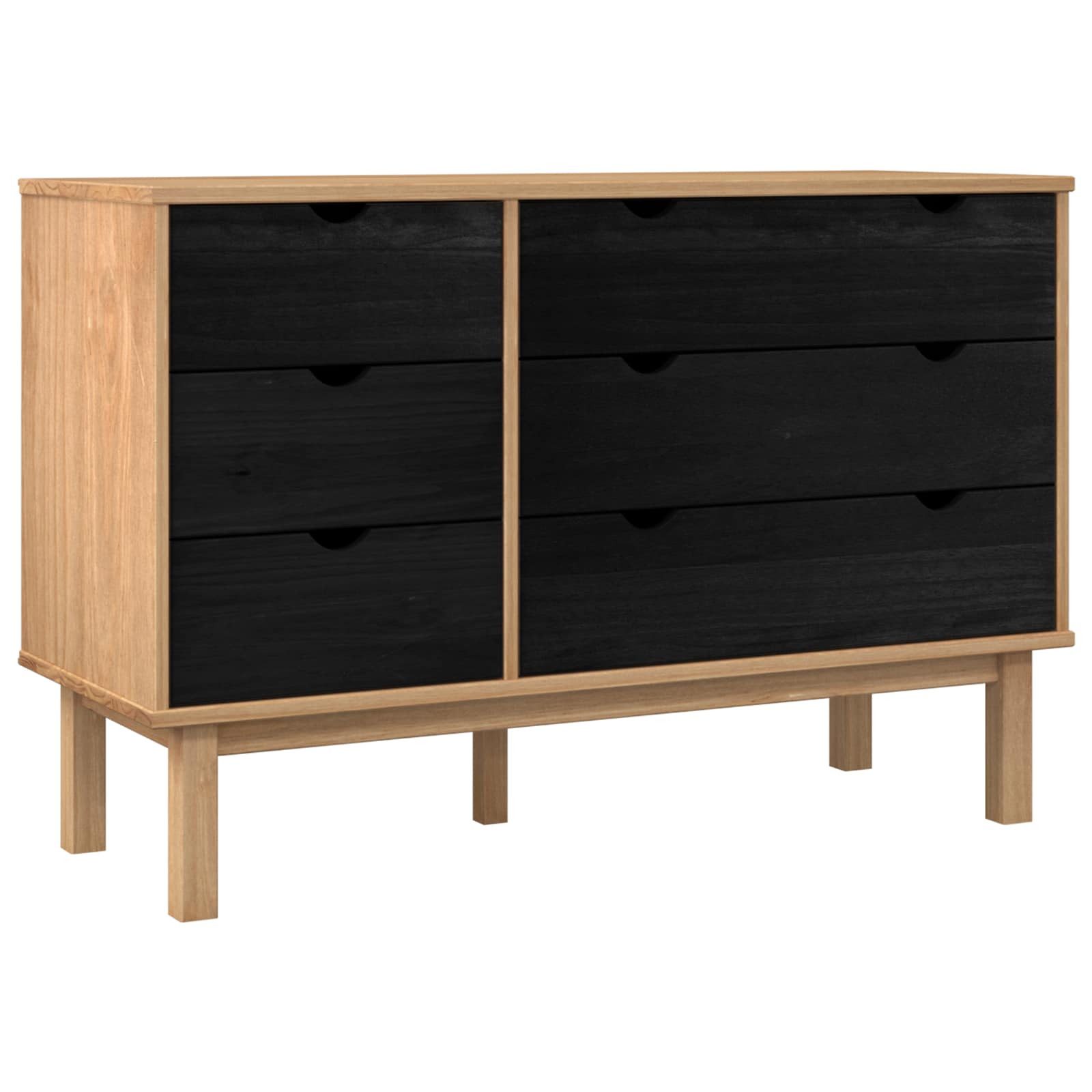 vidaXL Kommode Schubladenschrank mit Speicher OTTA Schwarz 111 x 43 x 73,5 cm (1 St)