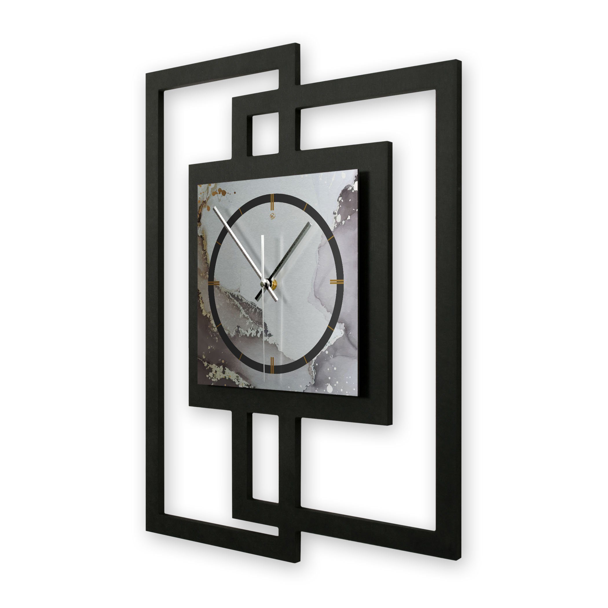 Kreative Feder Wanduhr Design-Wanduhr „Abstract Water“ in modernem Metallic günstig online kaufen