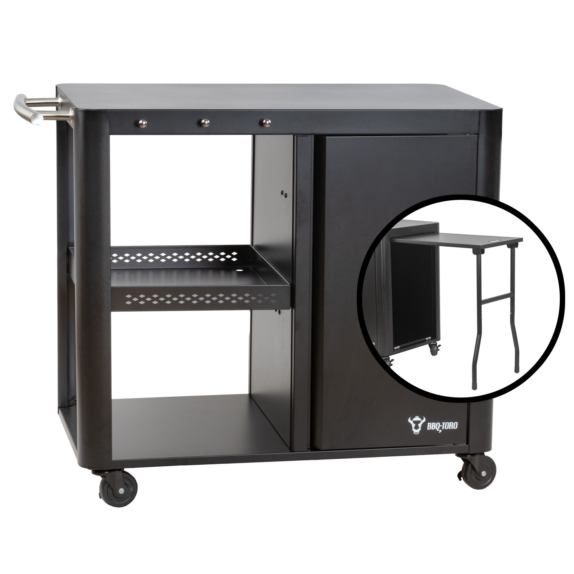 BBQ-Toro Grillablagetisch Grillwagen 95 x 50 x 80 cm, Schwarz Grilltisch, Grill Beistelltisch (1-St), Mit Griff