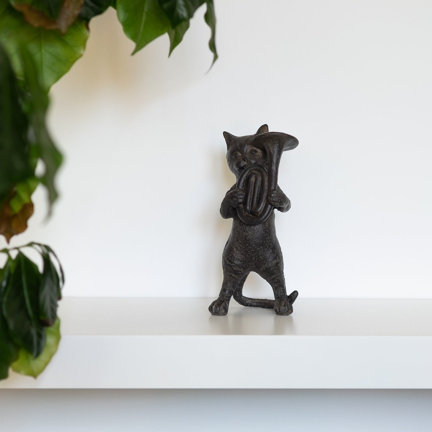 mit Moritz Katze Statue Baritone Dekofigur Katzen Figur Deko Instrument, Dekoration Figur Gartenfigur Skulptur Dekofigur Kätzchen