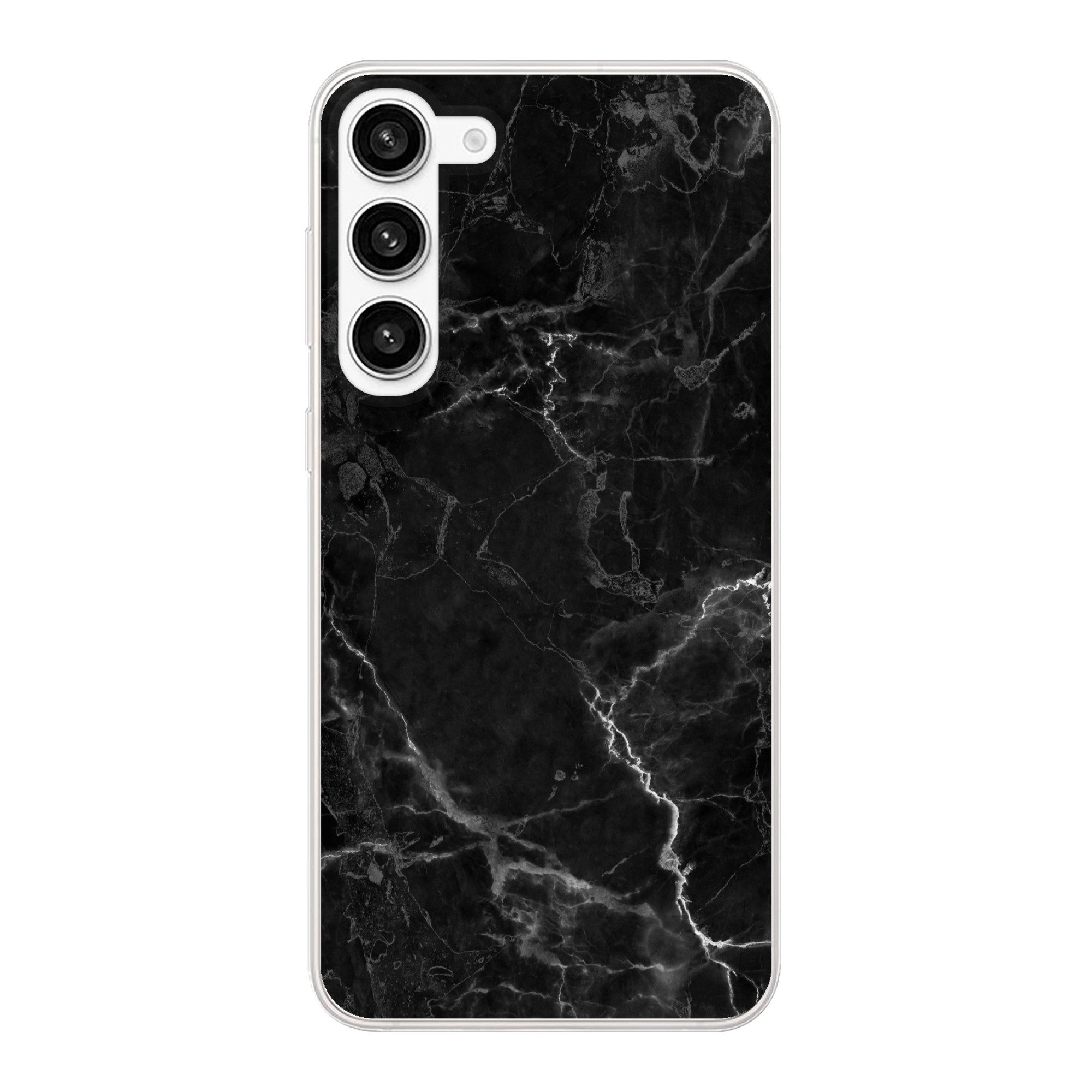 MuchoWow Handyhülle für Samsung Galaxy S23 Plus Marmor - Schwarz - Weiß - Textur - Marmoro, Phone Case, Silikon, Schutzhülle Dünn